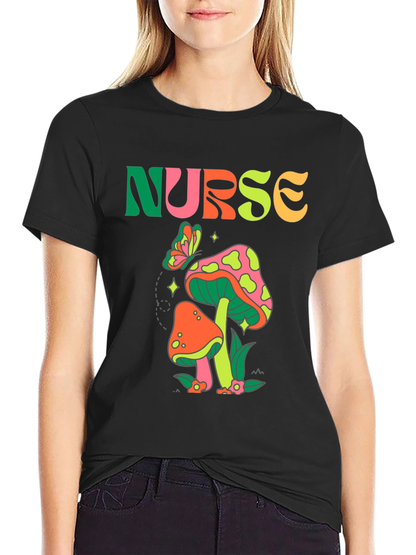 Retro Nurse Mushroom Graphic Tee