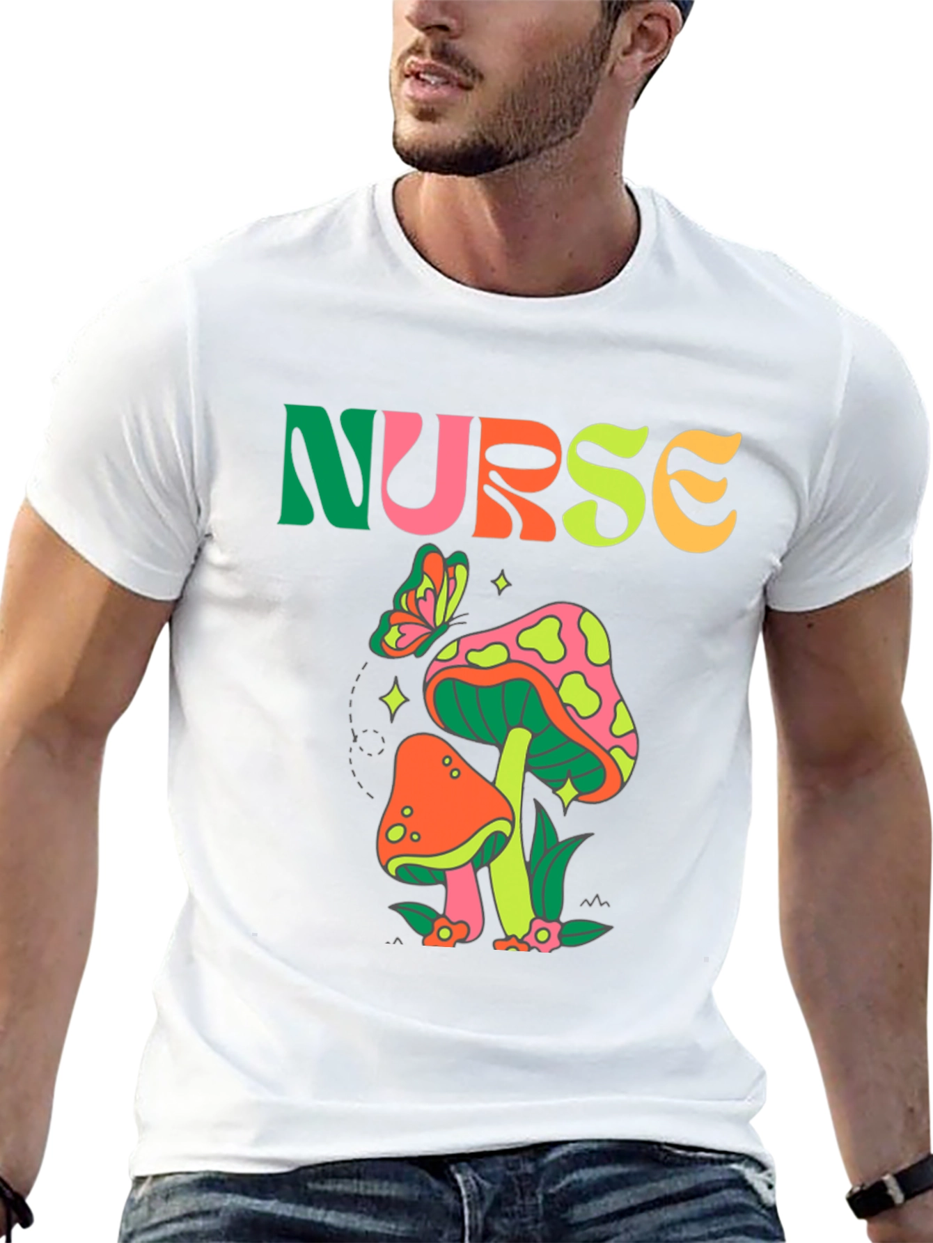 Retro Nurse Mushroom Graphic Tee