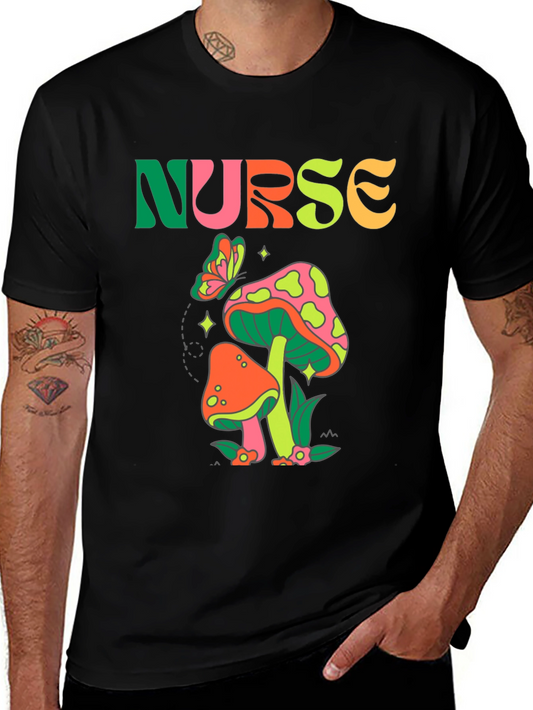 Retro Nurse Mushroom Graphic Tee