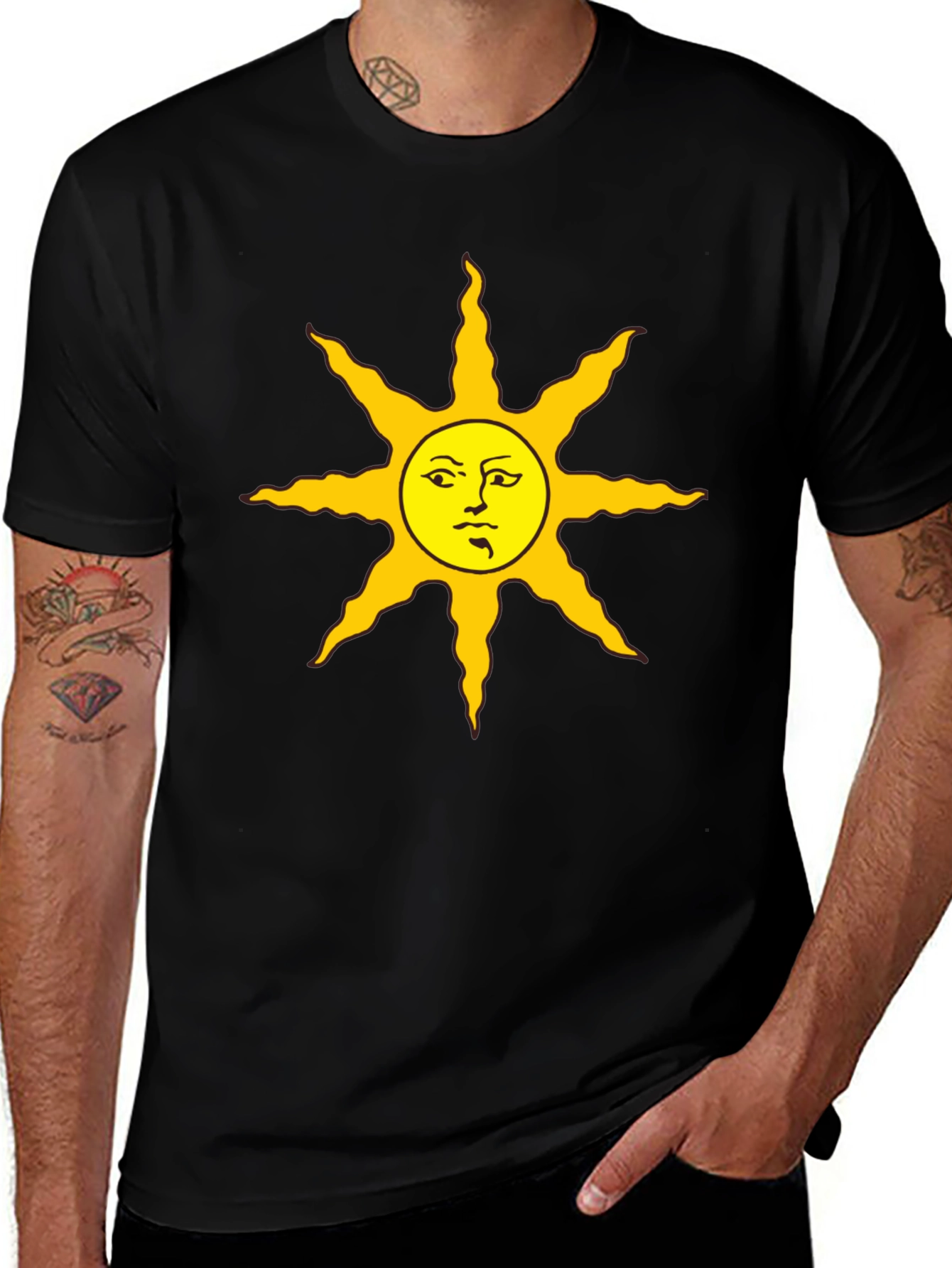 Sun Graphic Print Black T-Shirt