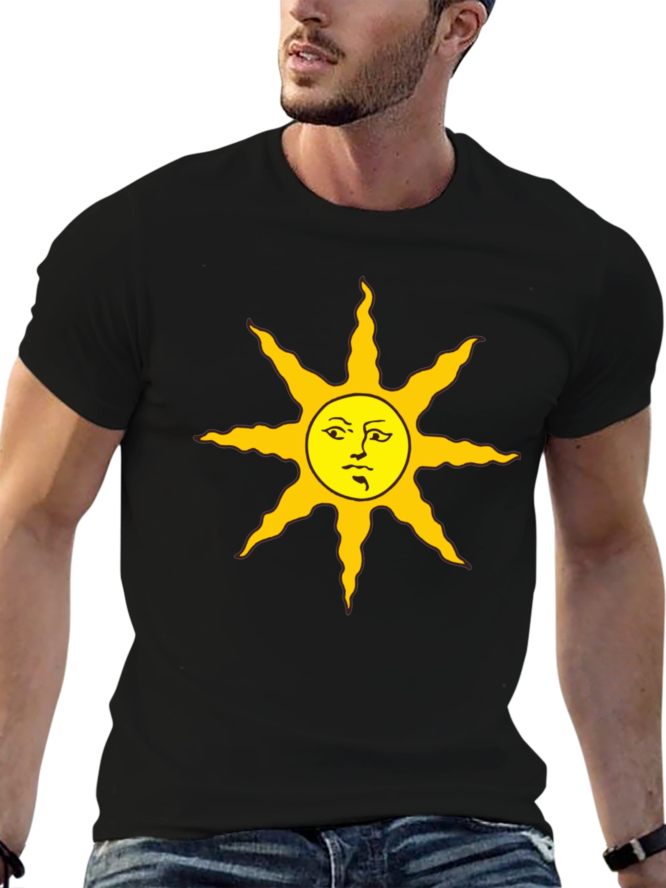 Sun Graphic Print Black T-Shirt