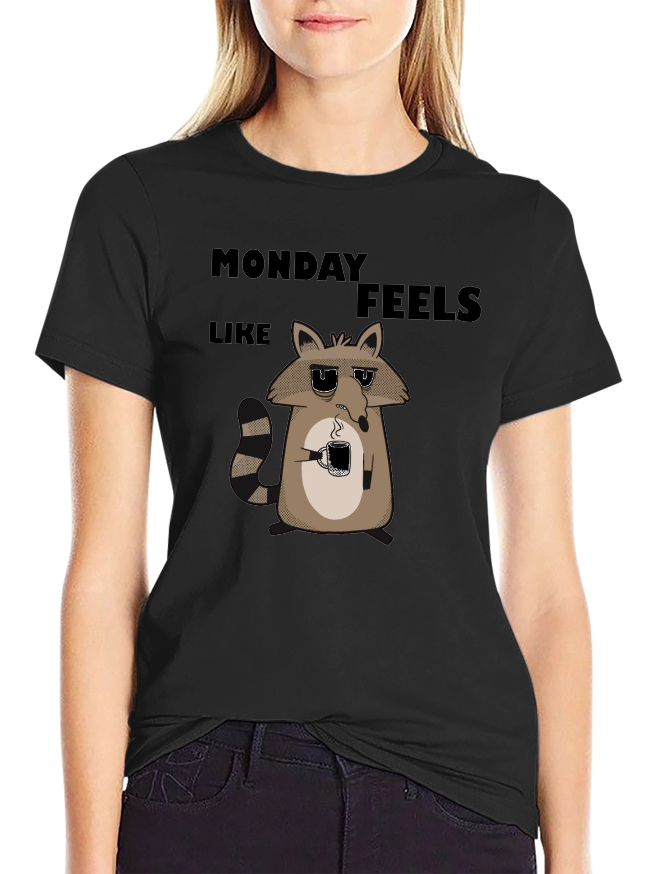 Monday Feels Raccoon Graphic T-Shirt