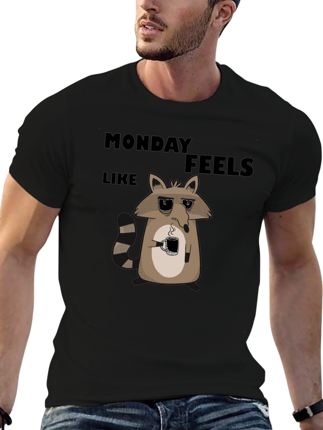 Monday Feels Raccoon Graphic T-Shirt