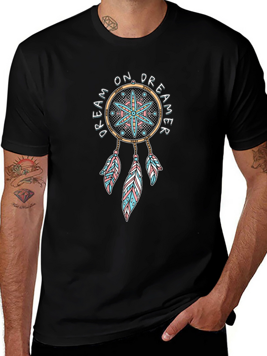 Dream On Dreamer T-Shirt - Black Cotton Tee with Dreamcatcher Design