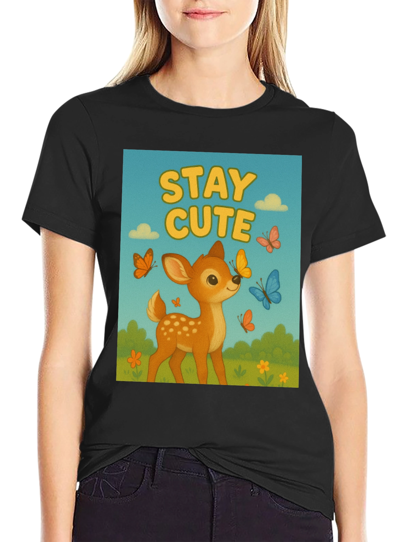 Stay Cute Deer Graphic Tee - Unisex