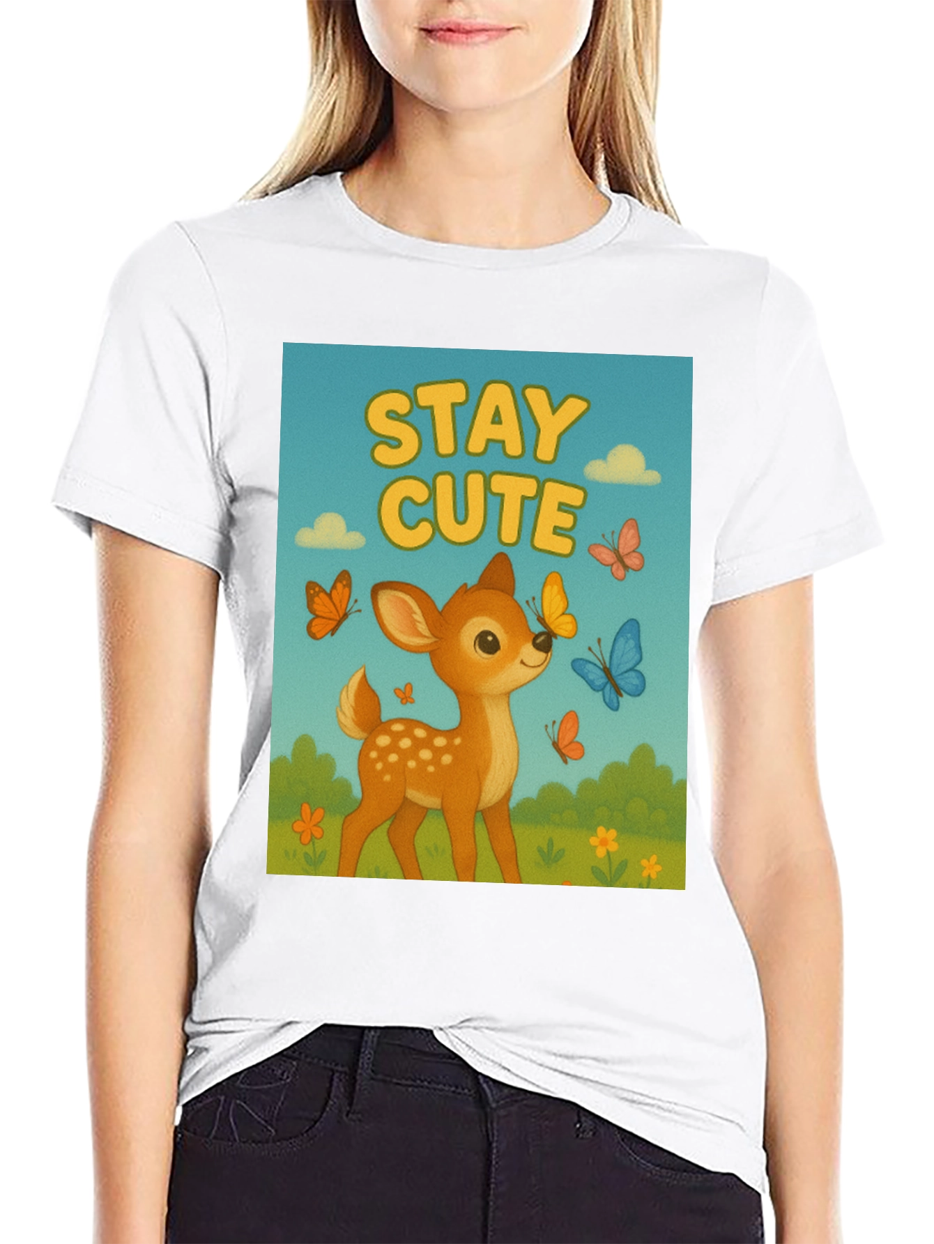 Stay Cute Deer Graphic Tee - Unisex