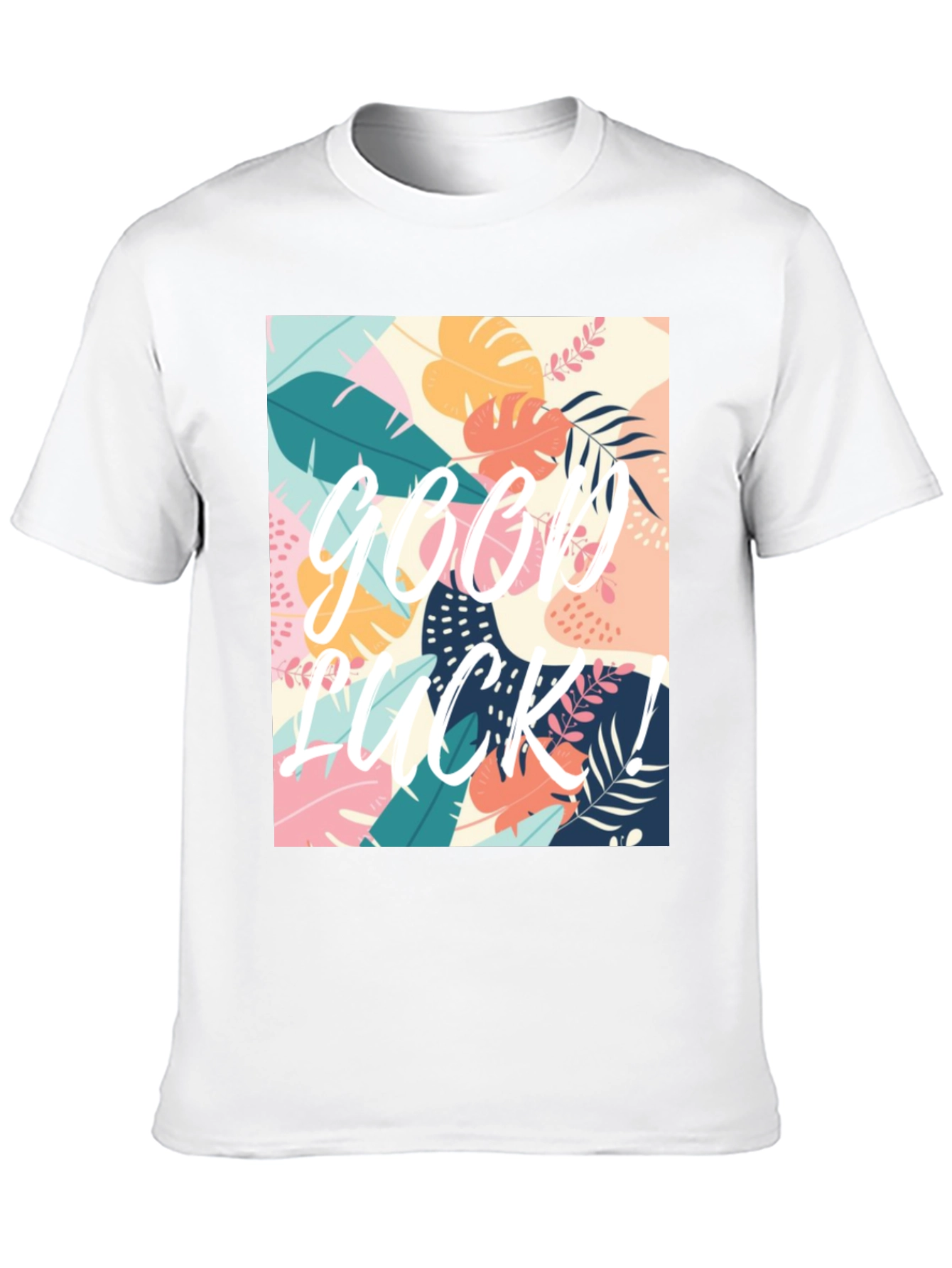 Good Luck Tropical Graphic Tee - Black Casual T-Shirt