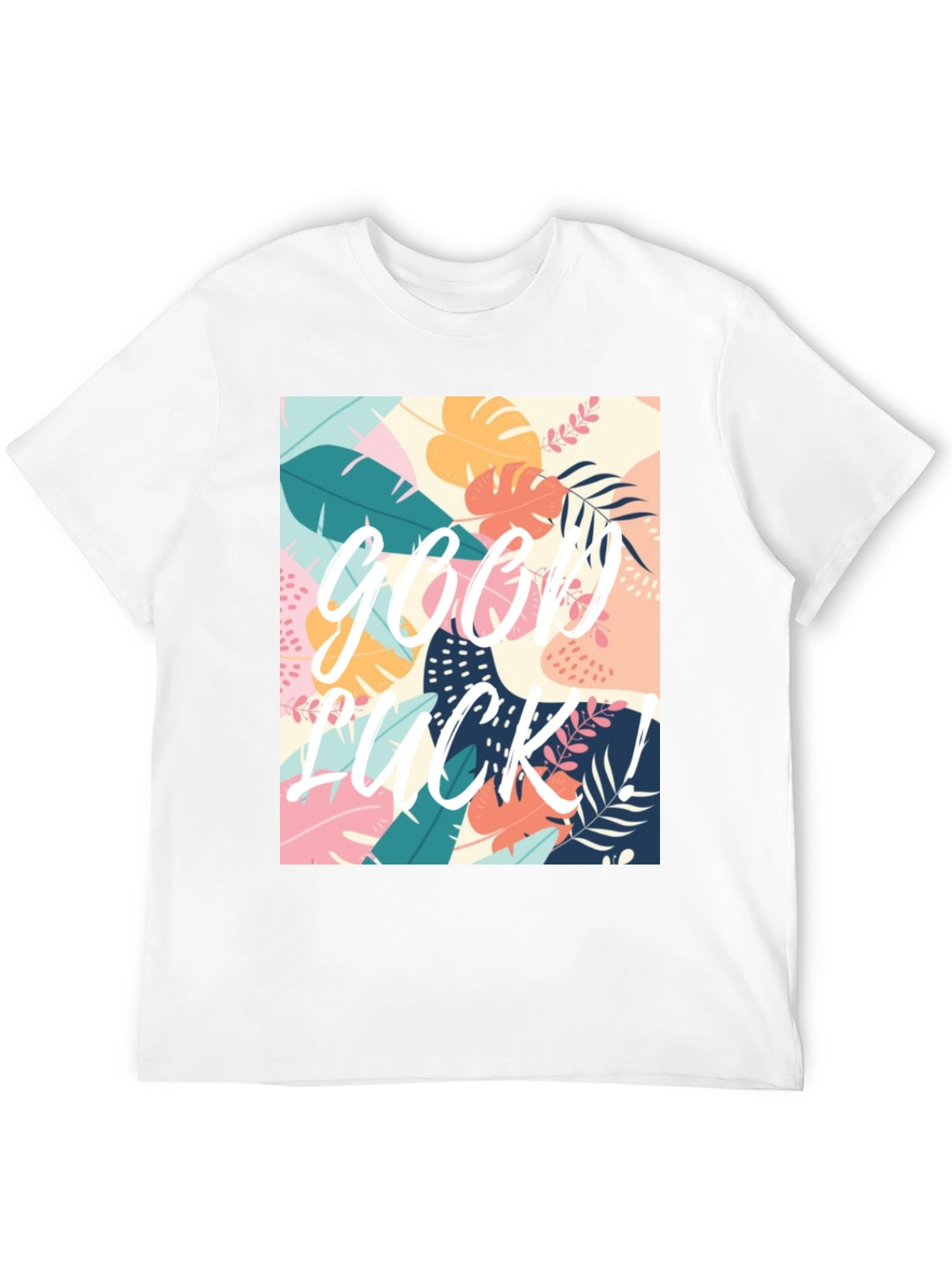 Good Luck Tropical Graphic Tee - Black Casual T-Shirt