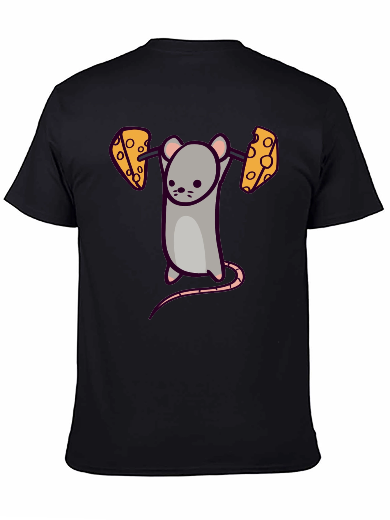 Funny Mouse Lifting Cheese Barbell T-Shirt