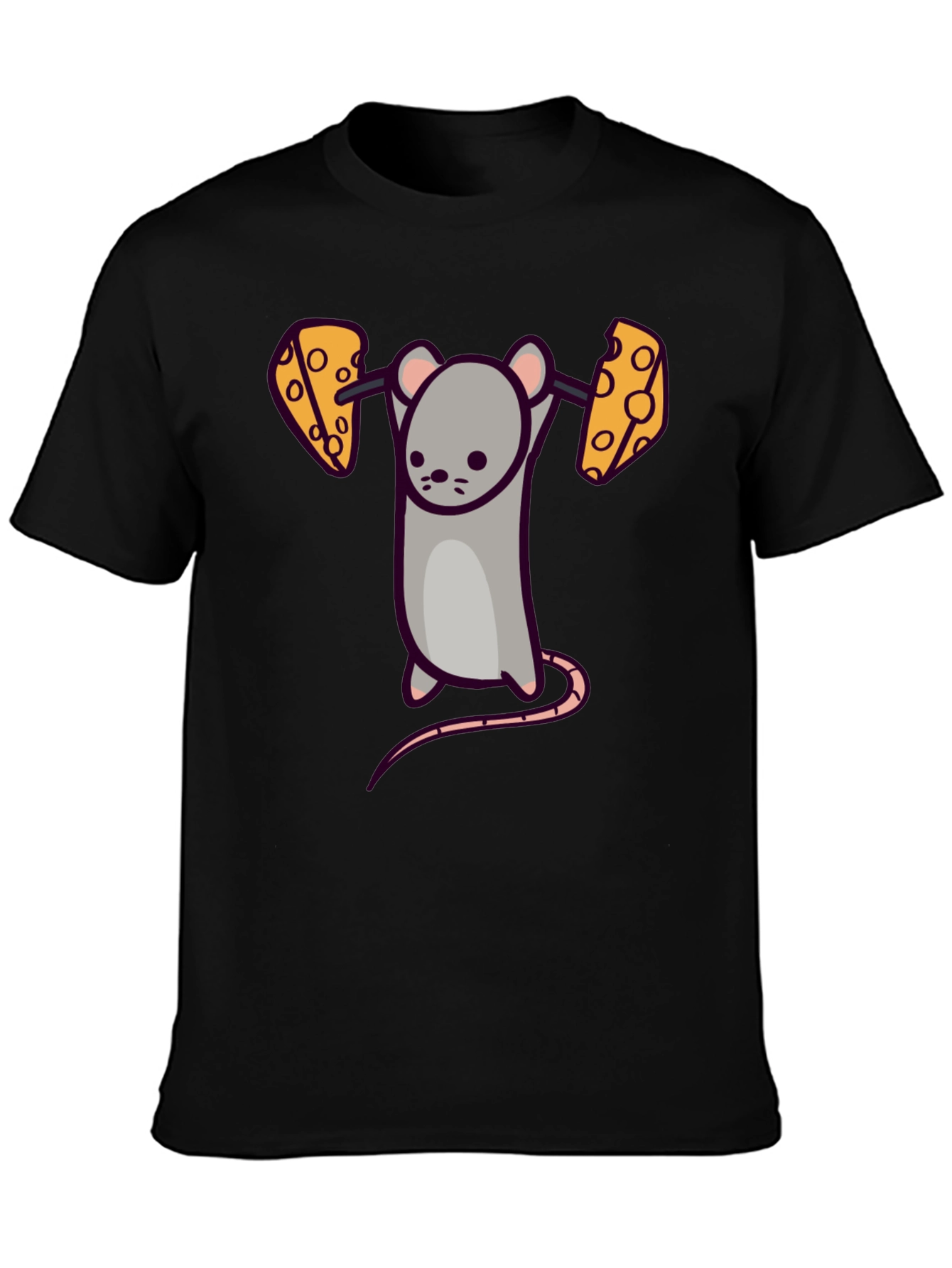Funny Mouse Lifting Cheese Barbell T-Shirt