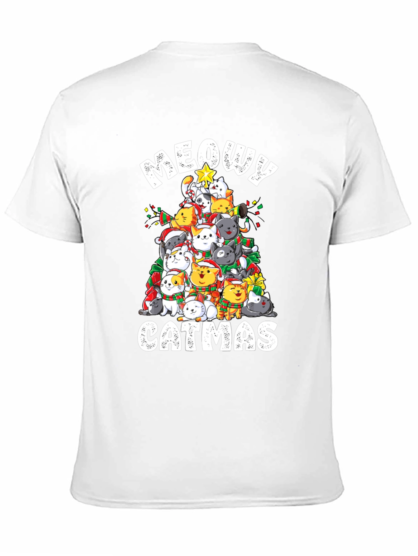 Meowy Catmas T-Shirt: Festive Cat Christmas Tree Design