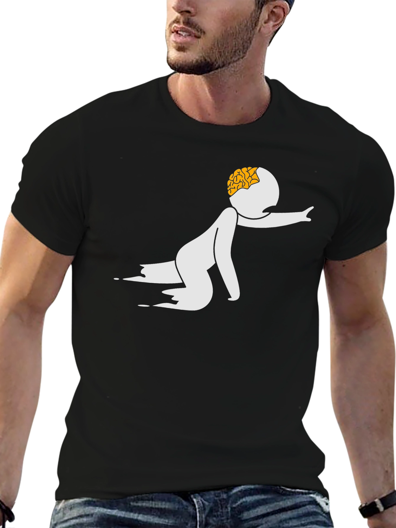 Zombie Brain Graphic Black T-Shirt