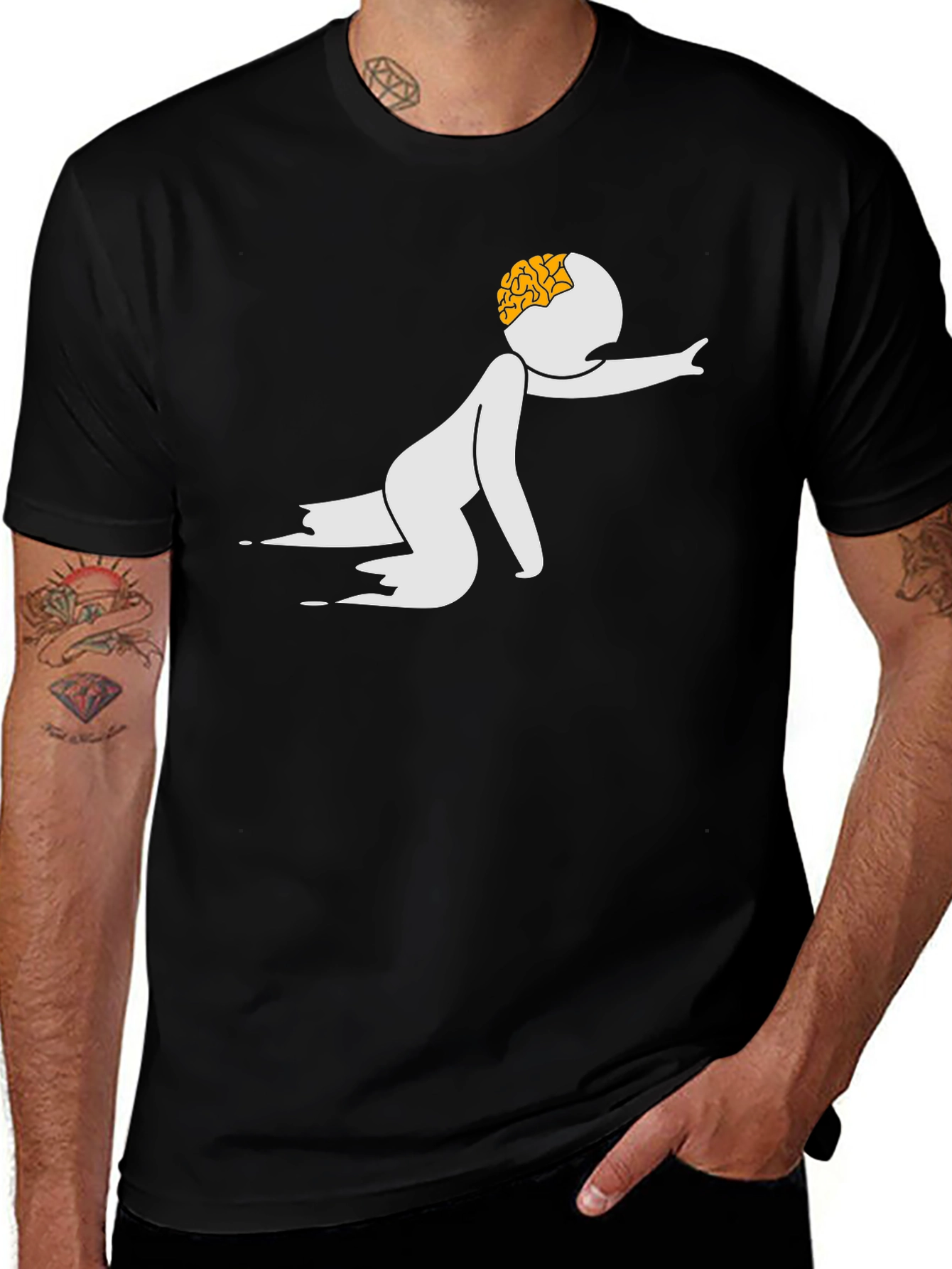 Zombie Brain Graphic Black T-Shirt