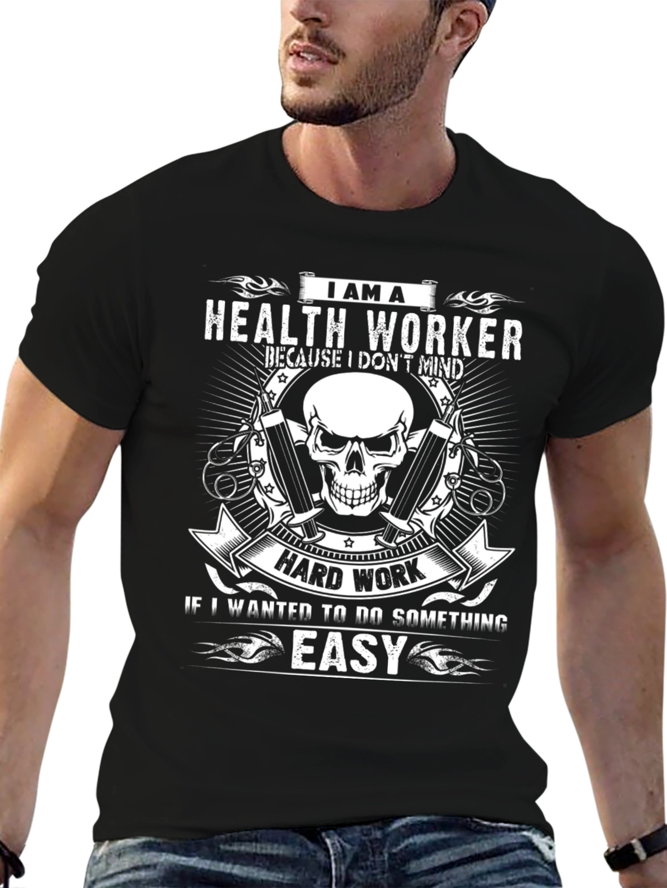 Health Worker Skull Graphic T-Shirt