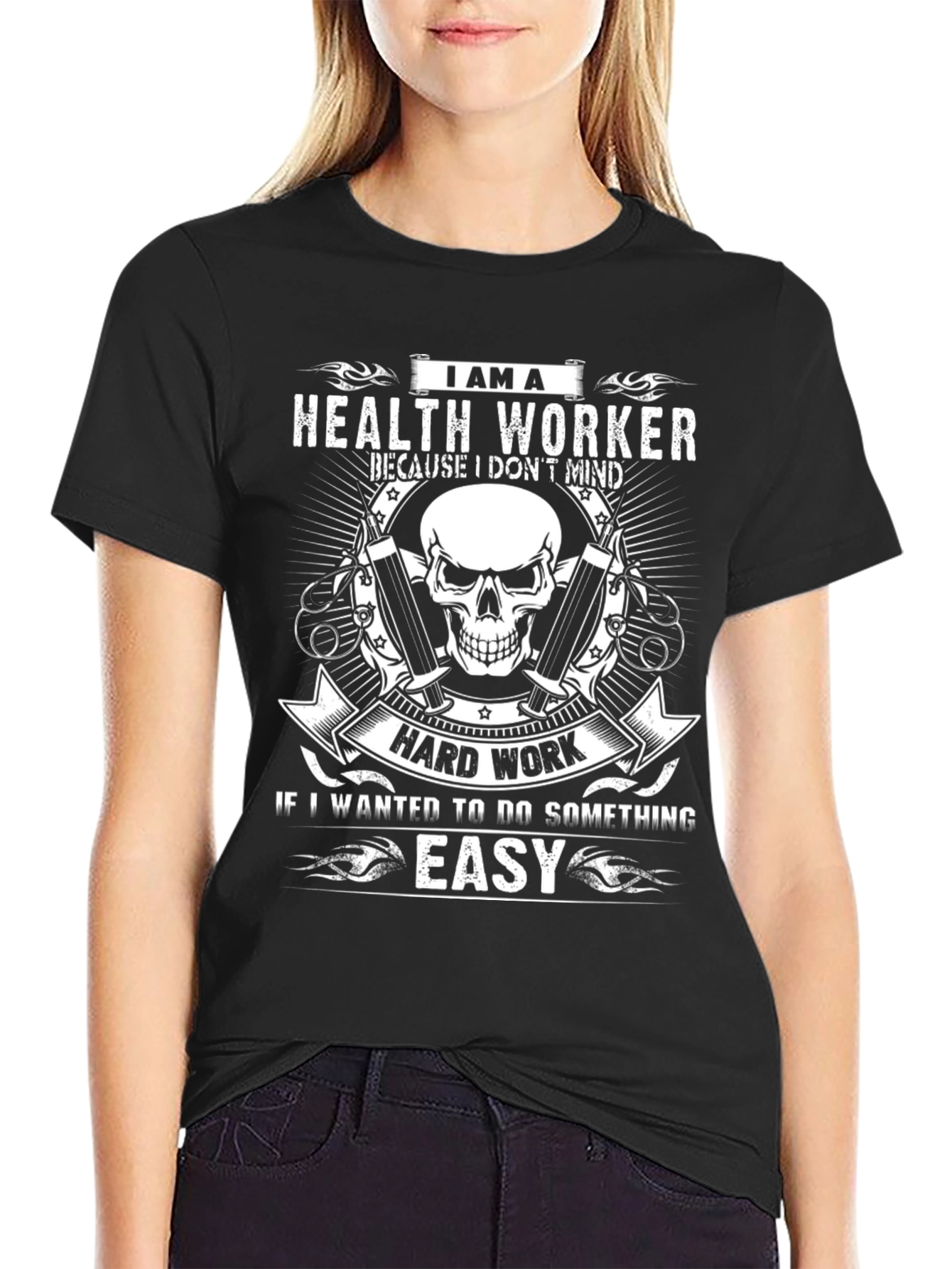 Health Worker Skull Graphic T-Shirt