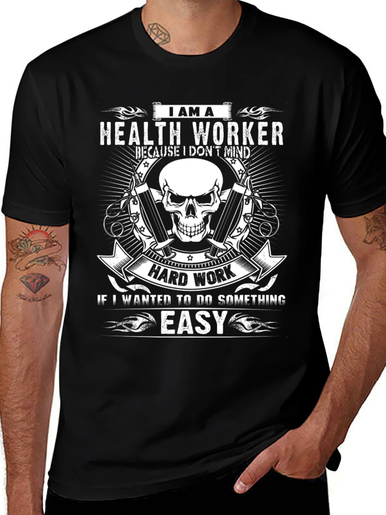 Health Worker Skull Graphic T-Shirt