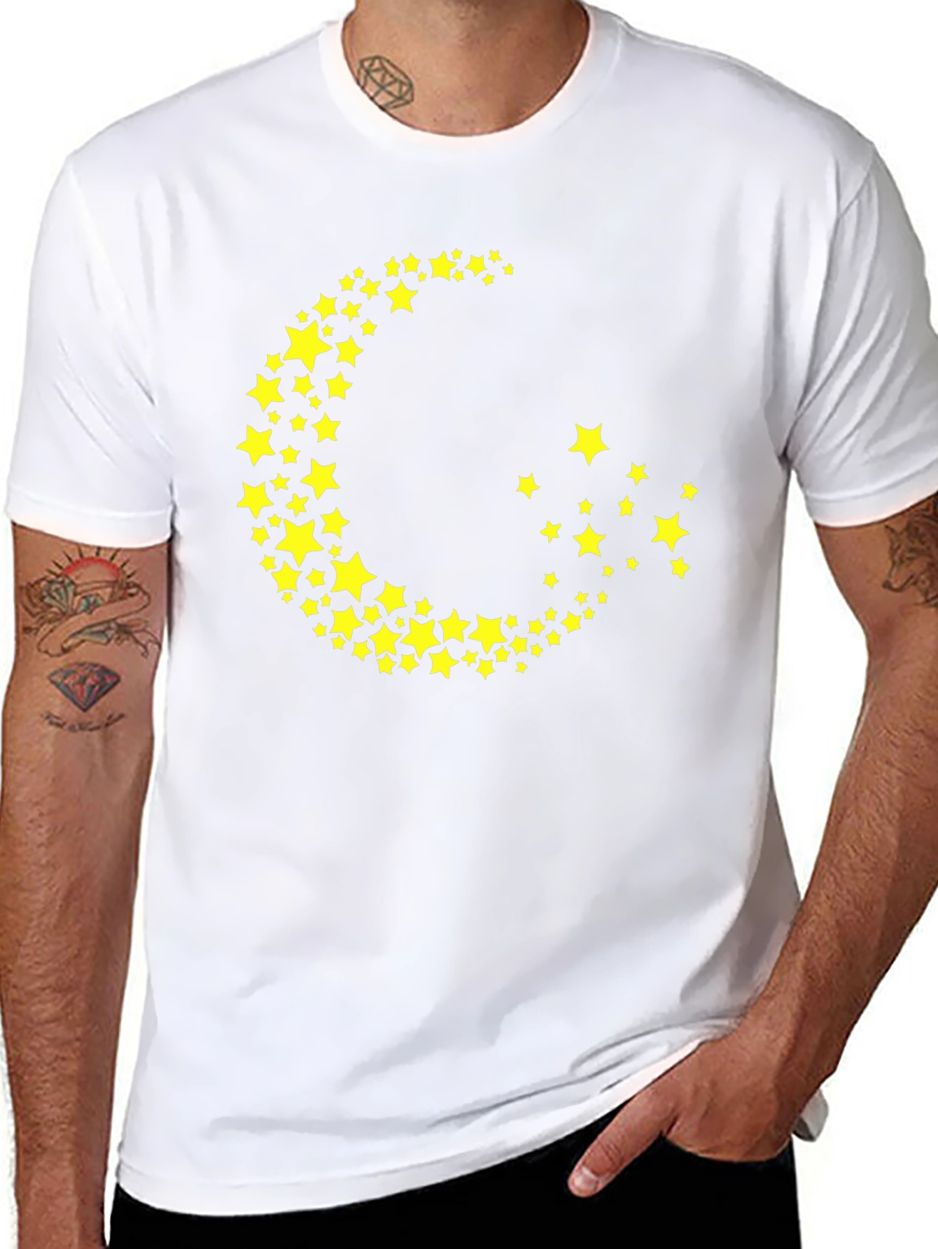 Crescent Moon Star Graphic Tee - Trendy Black T-Shirt