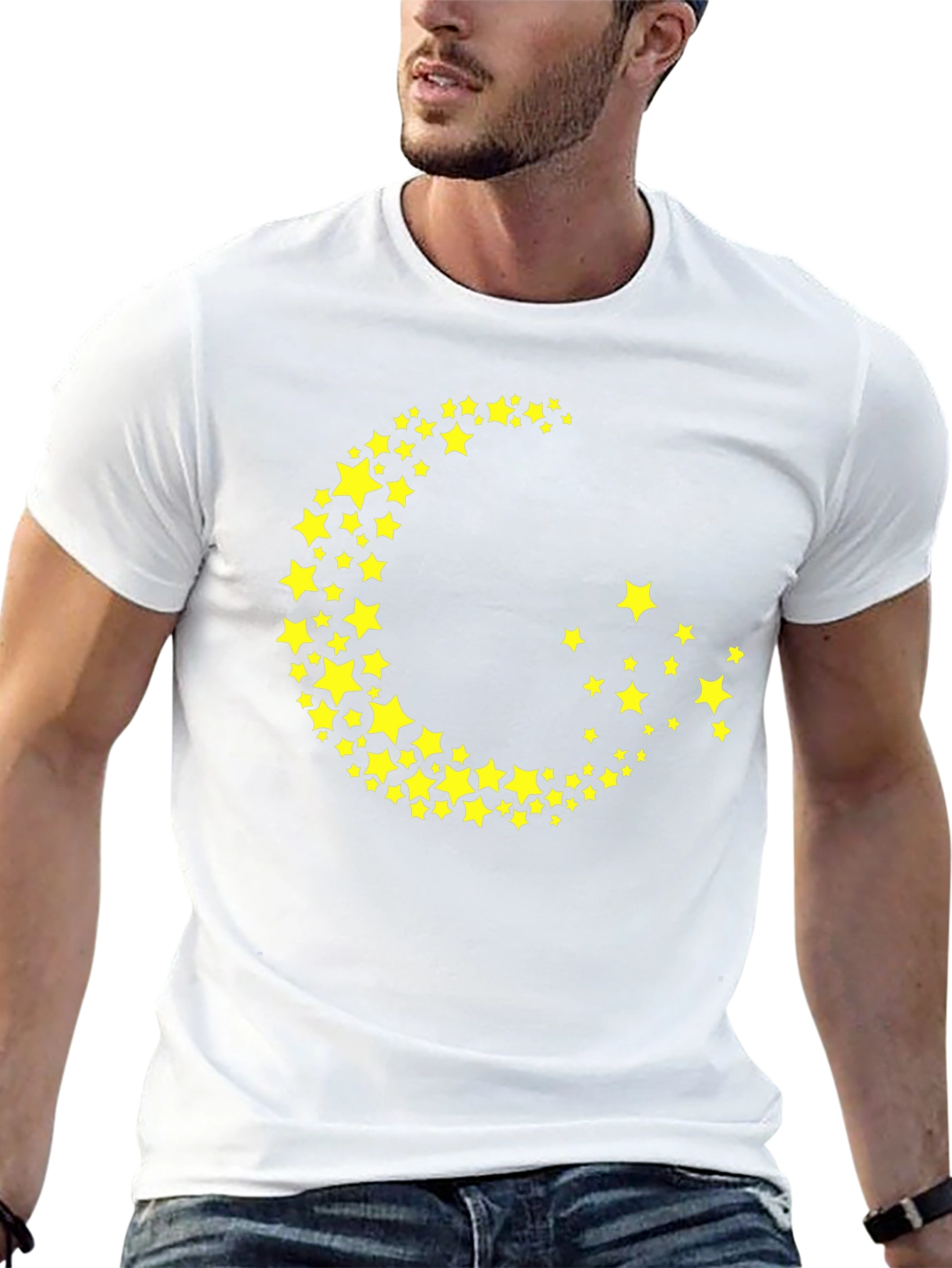 Crescent Moon Star Graphic Tee - Trendy Black T-Shirt