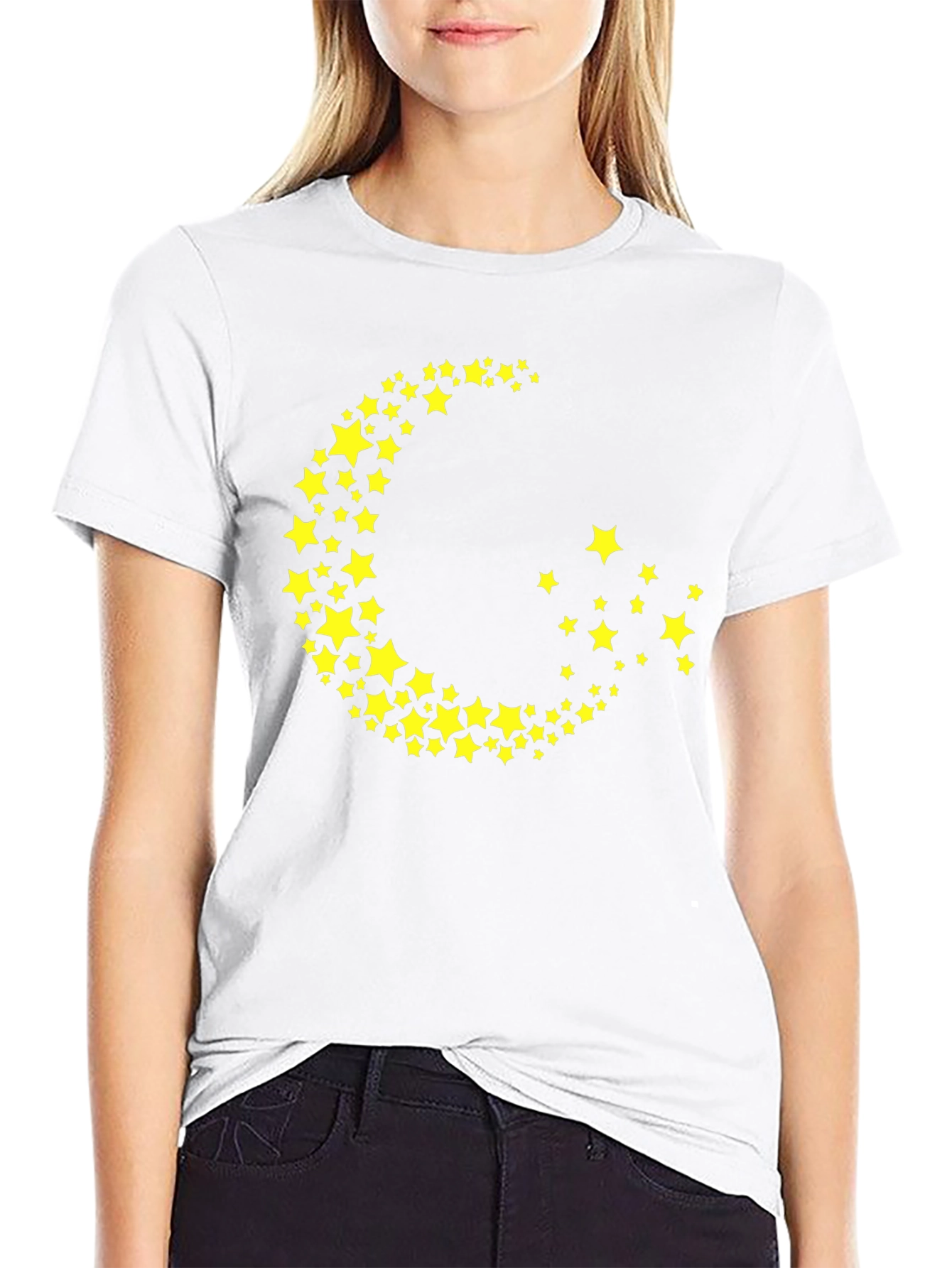 Crescent Moon Star Graphic Tee - Trendy Black T-Shirt