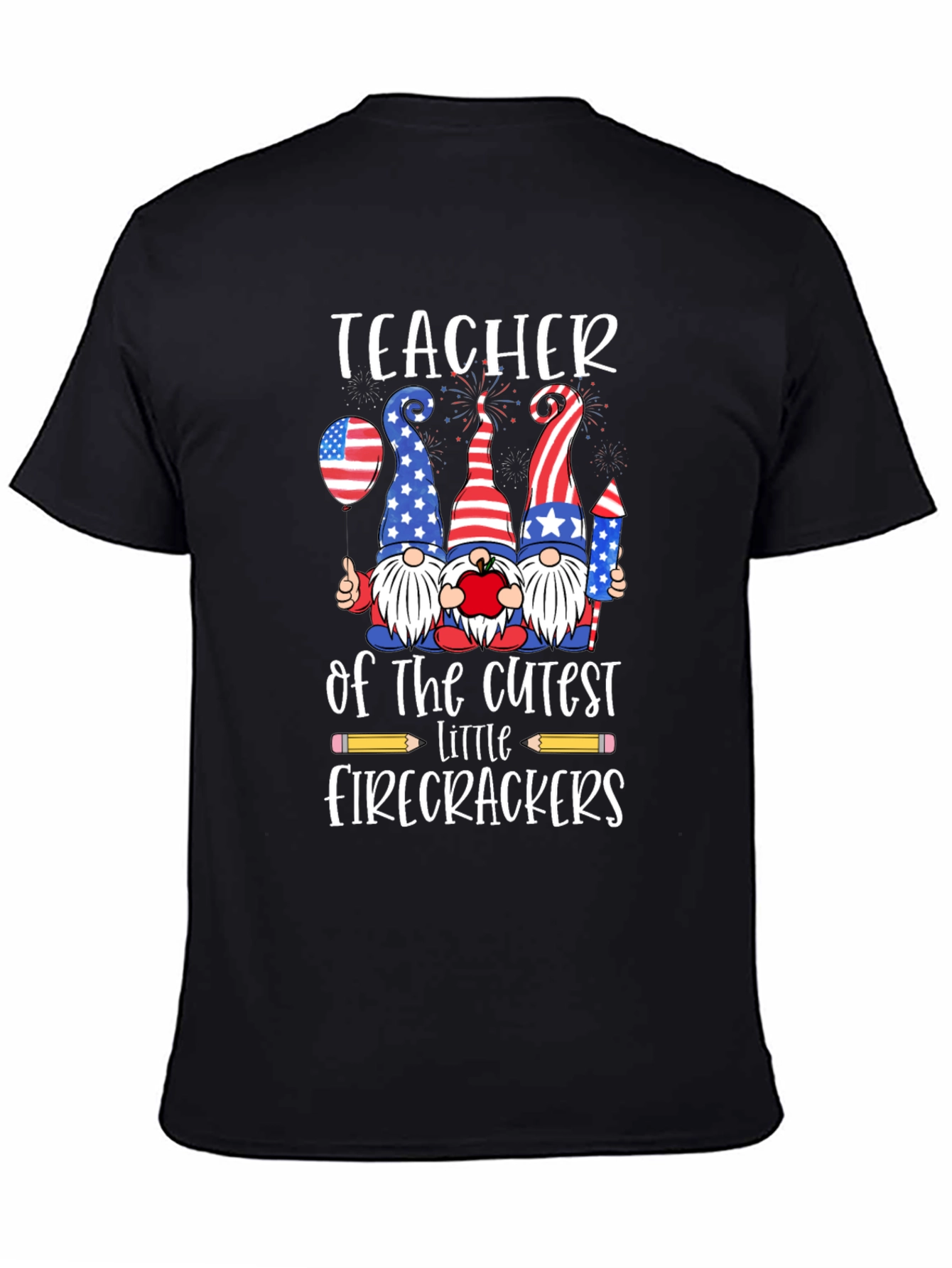 Patriotic Teacher Firecrackers Graphic Tee