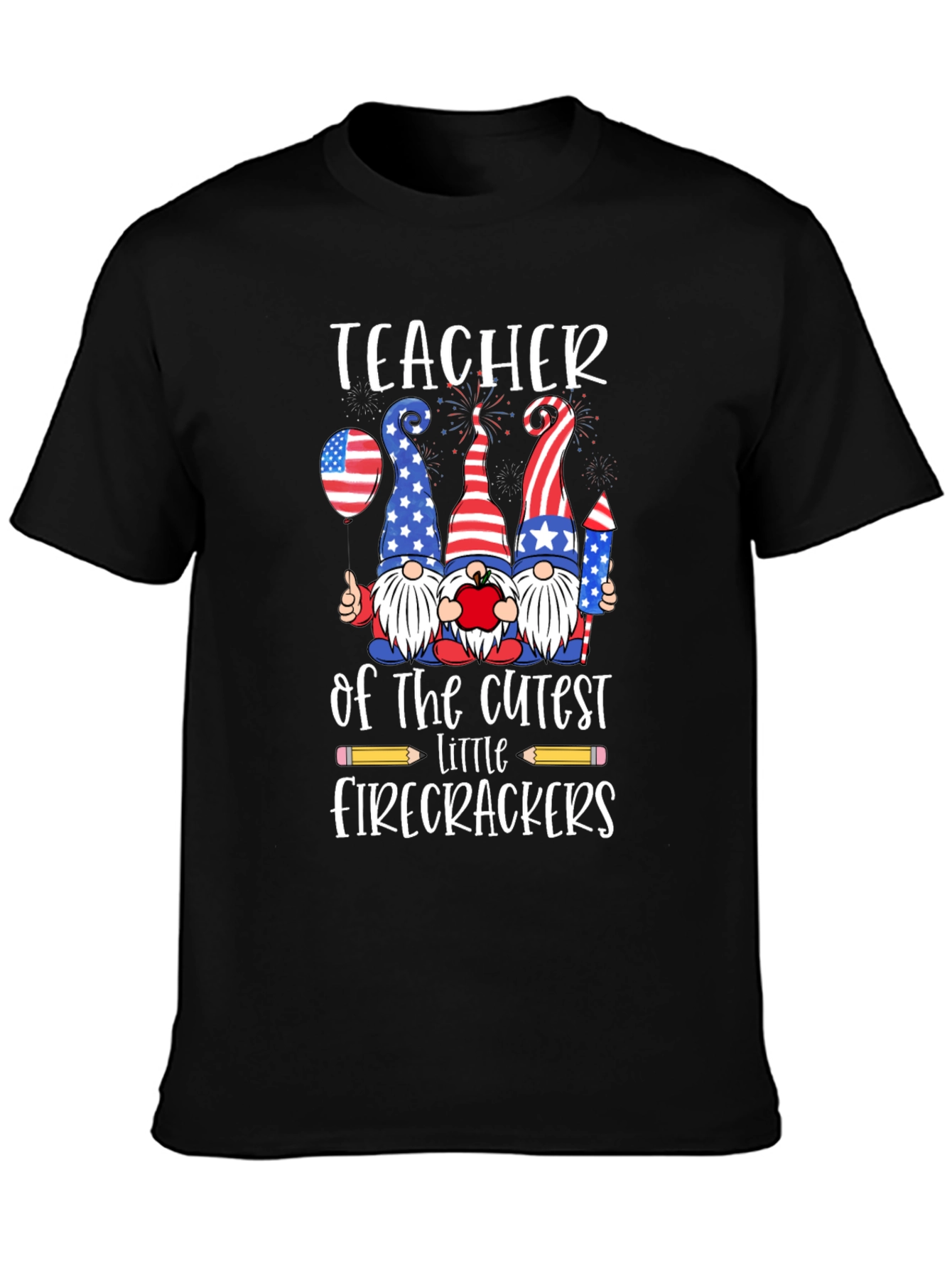 Patriotic Teacher Firecrackers Graphic Tee
