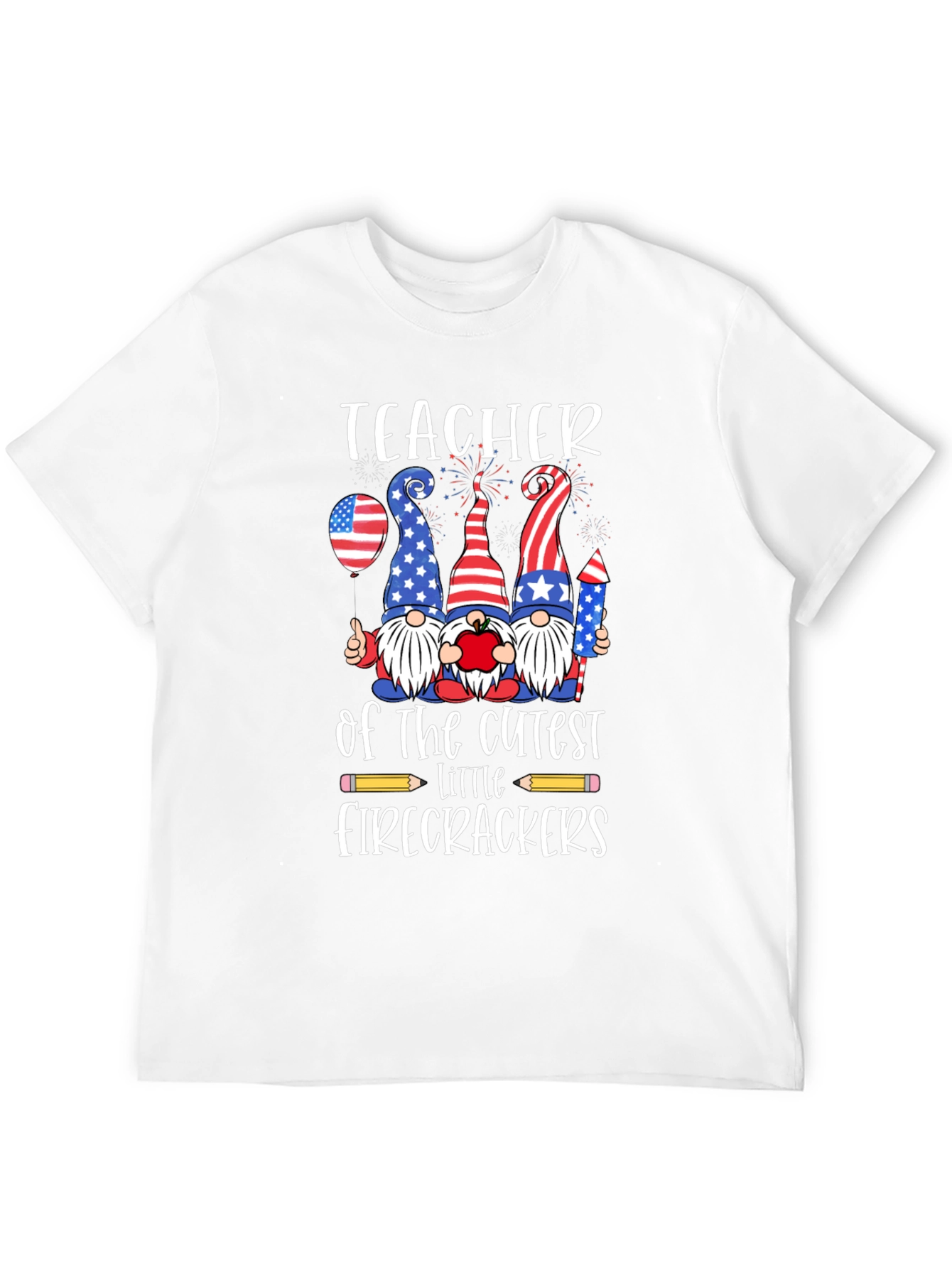 Patriotic Teacher Firecrackers Graphic Tee