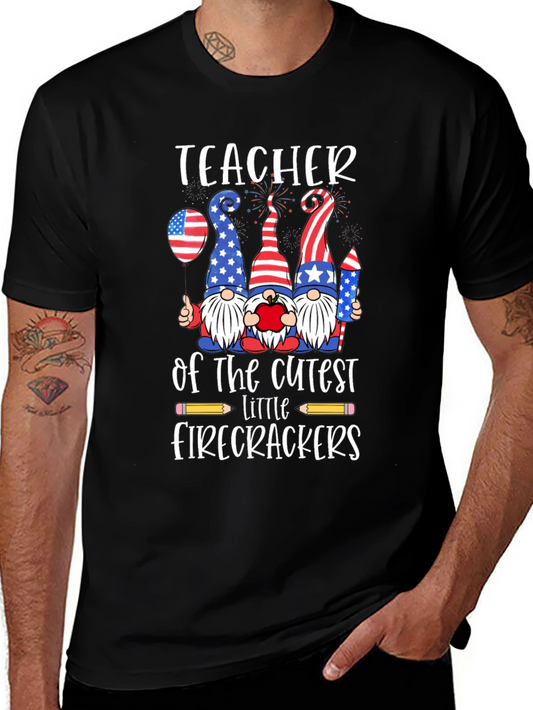 Patriotic Teacher Firecrackers Graphic Tee