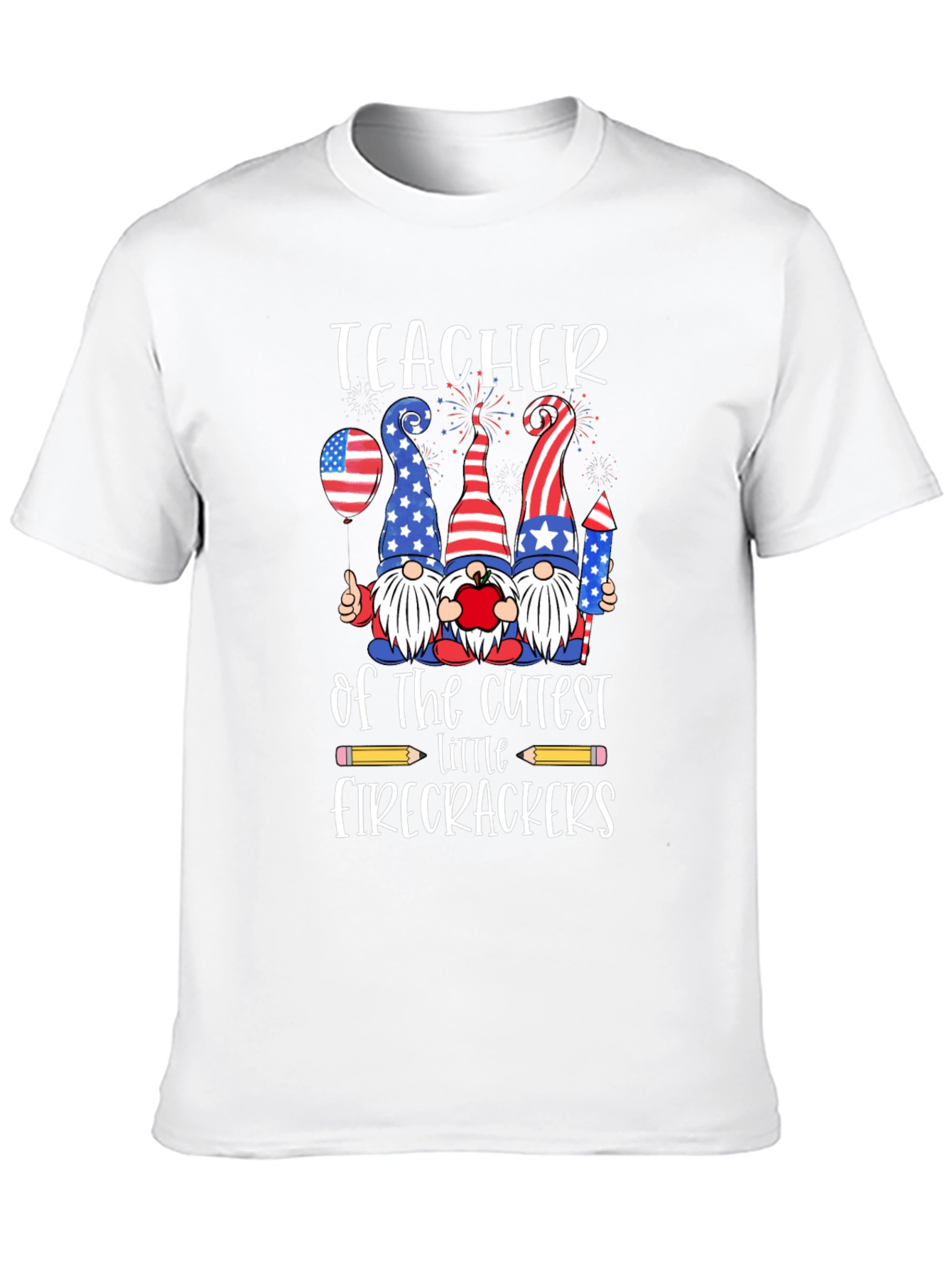 Patriotic Teacher Firecrackers Graphic Tee