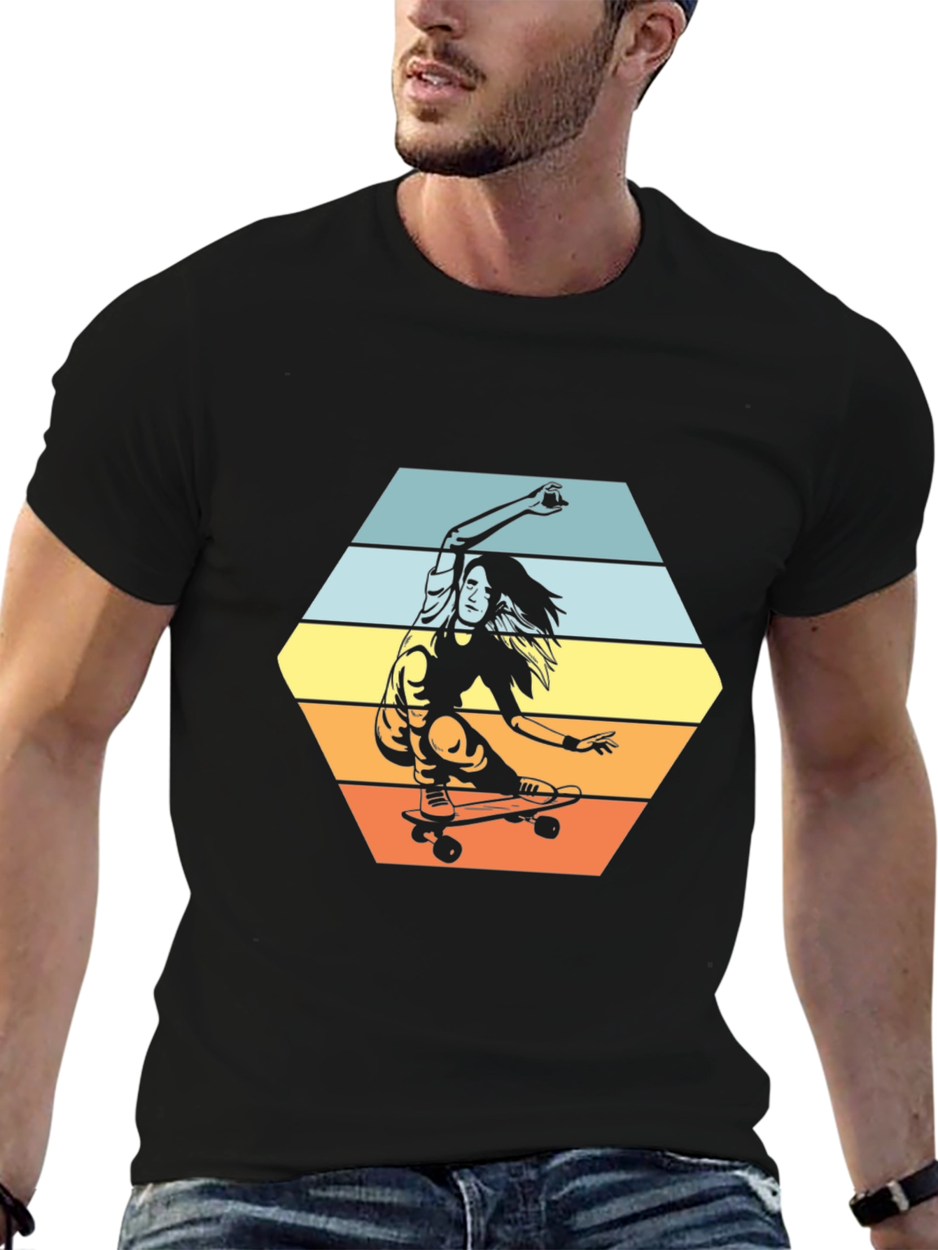 Skateboarder Graphic Tee - Retro Style