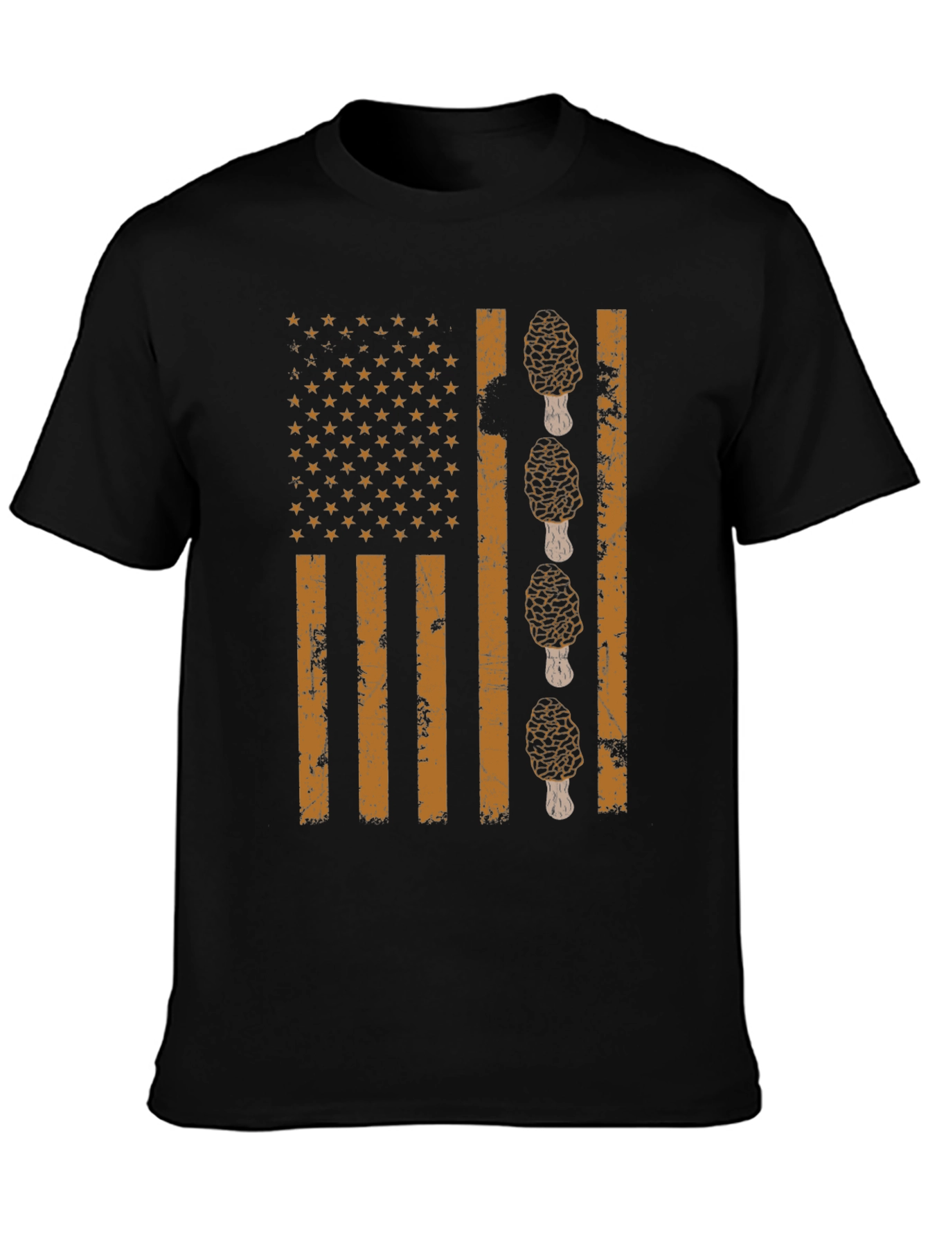 Morel Mushroom American Flag T-Shirt