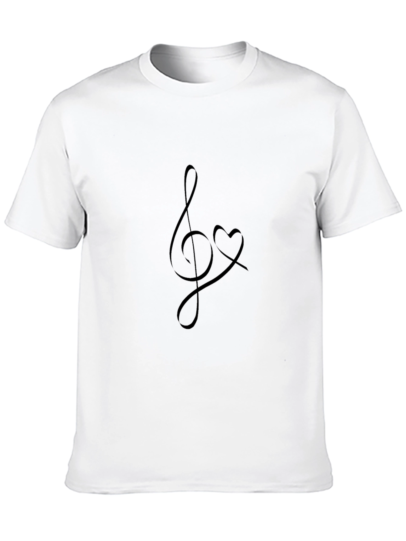 Music Lover Black Tee with Treble Clef Heart