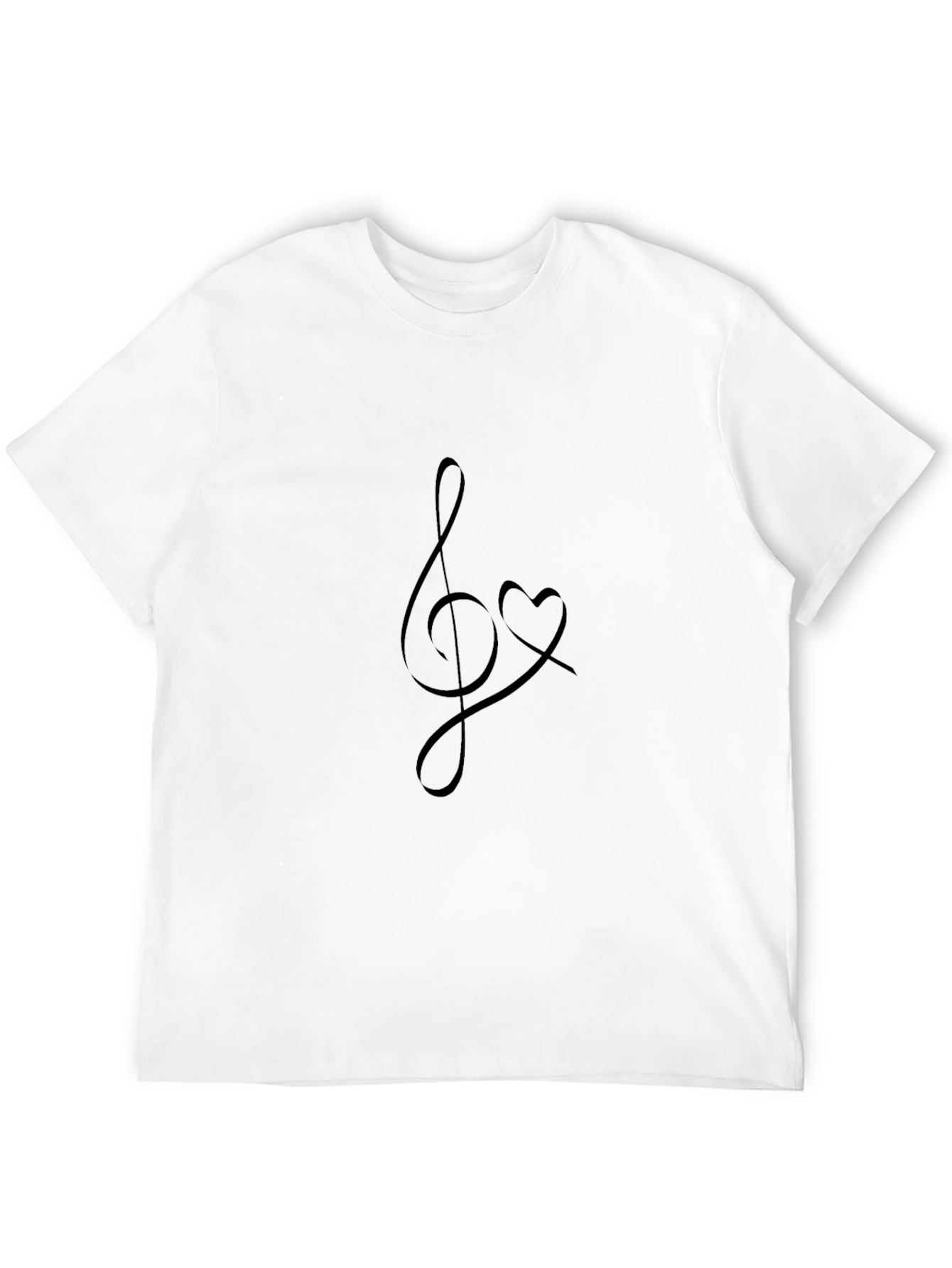 Music Lover Black Tee with Treble Clef Heart