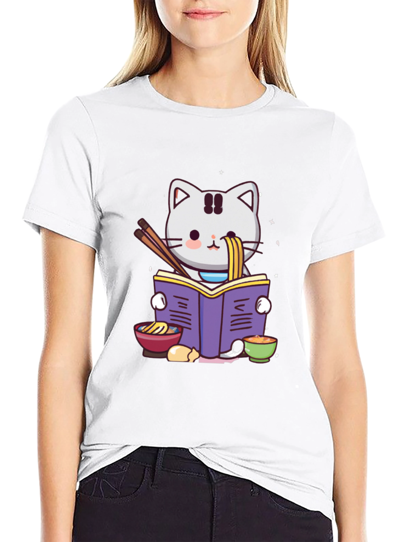 Ramen Cat Reading T-Shirt