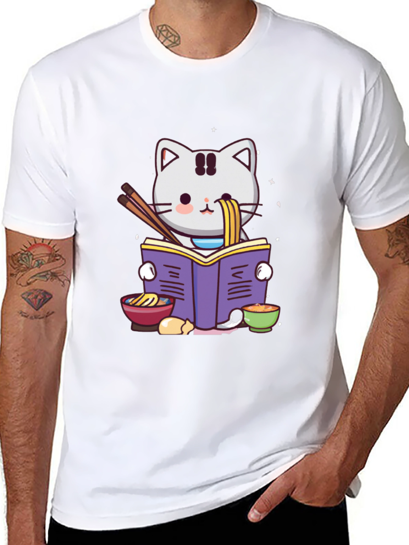 Ramen Cat Reading T-Shirt