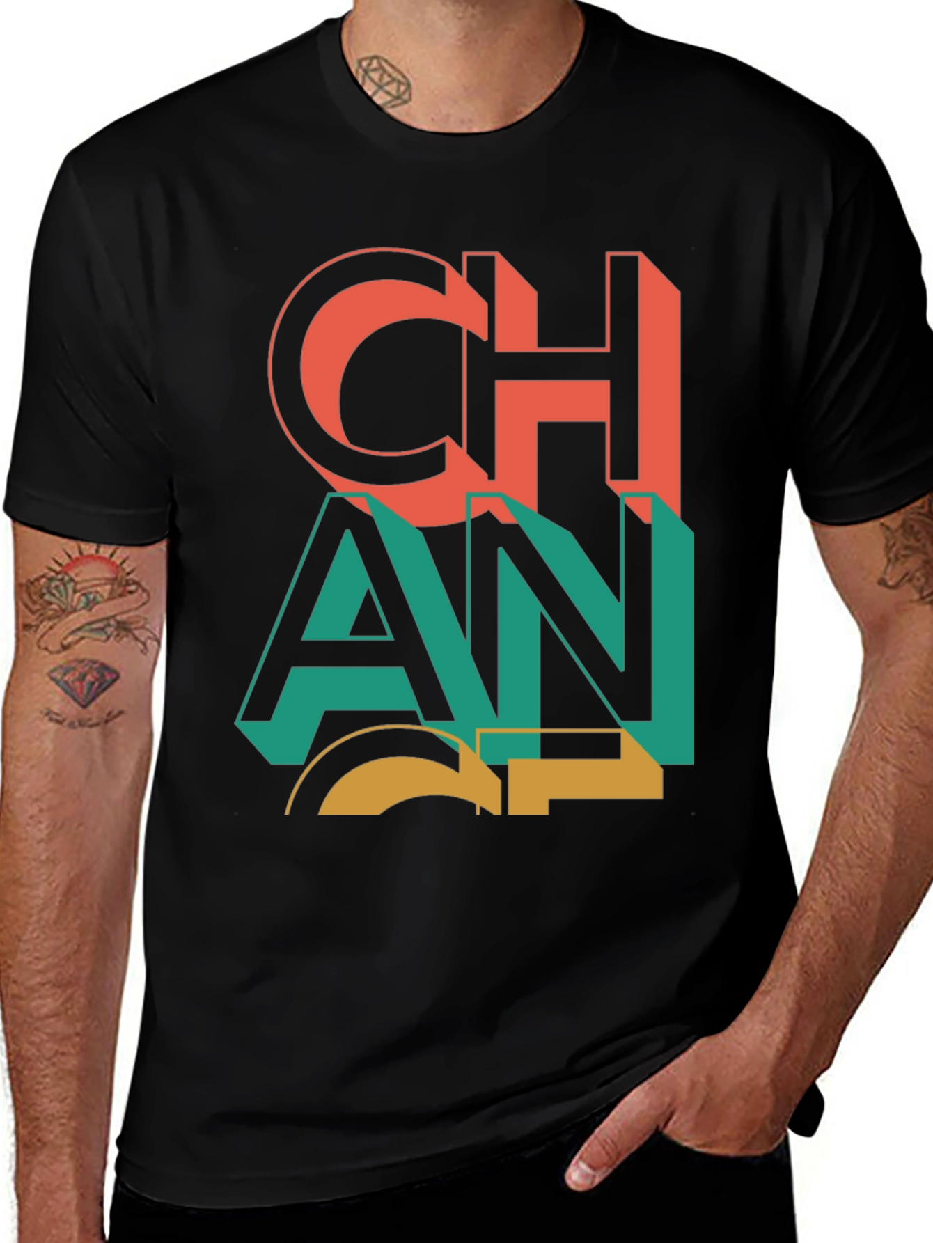 Bold Graphic Print Crew Neck T-Shirt