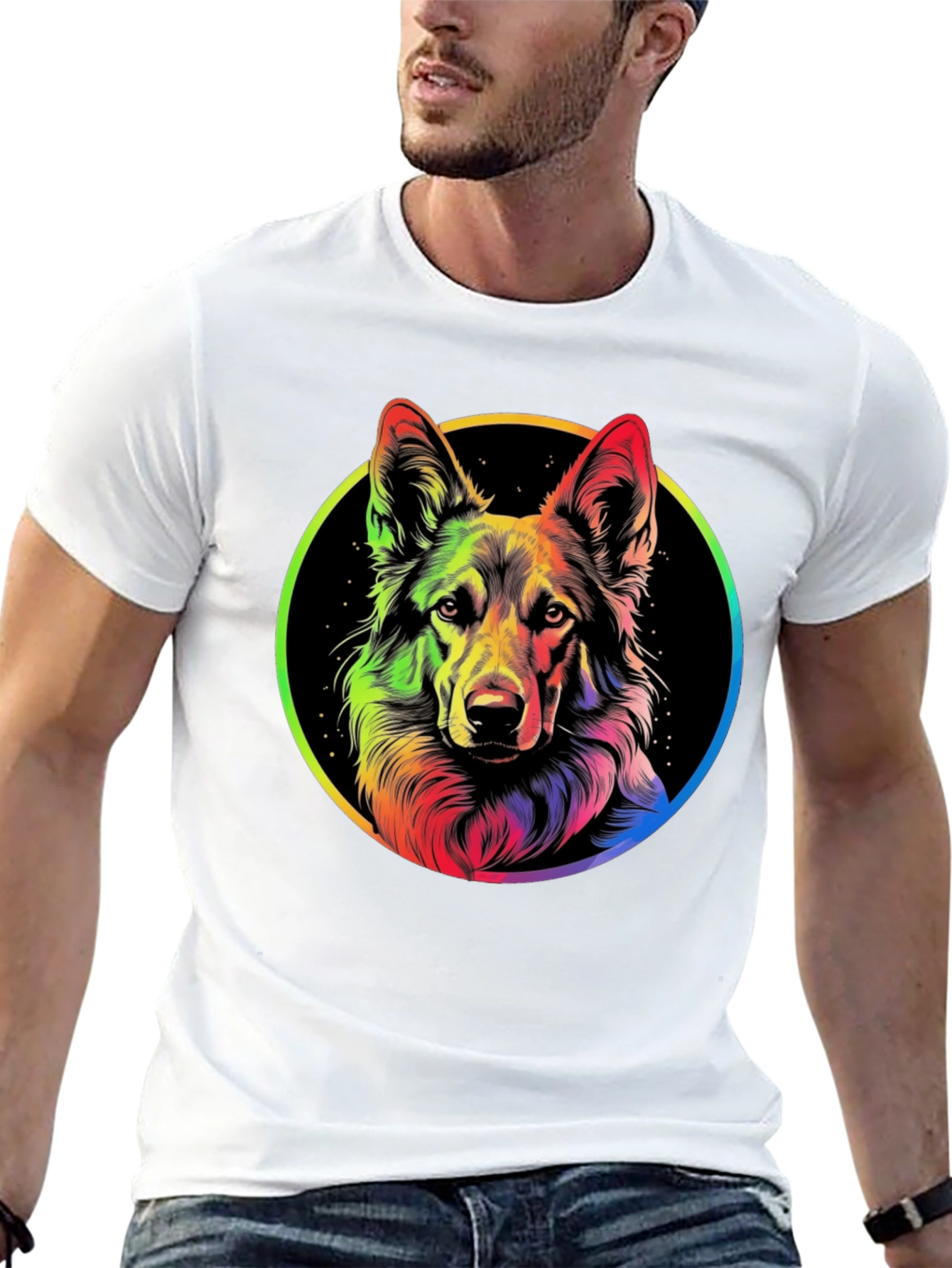 Rainbow German Shepherd Dog Graphic Tee