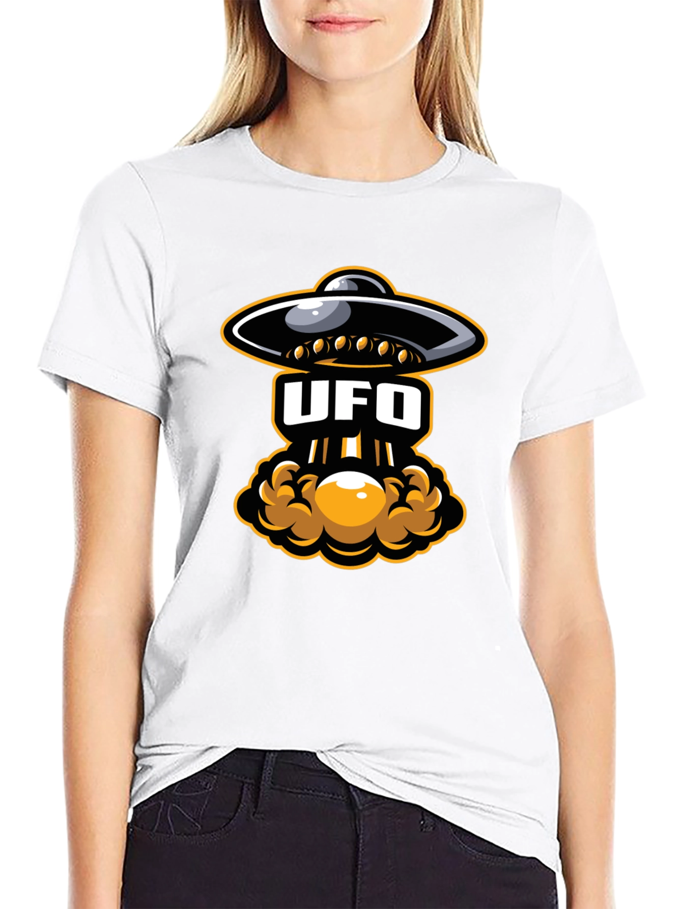 UFO Abduction Graphic T-Shirt - Black Cotton Tee