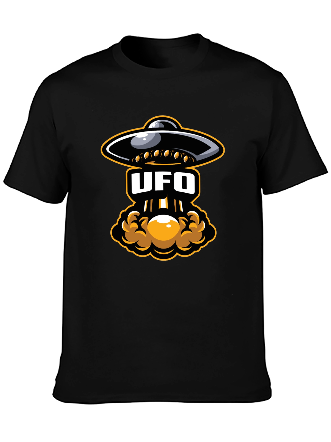 UFO Abduction Graphic T-Shirt - Black Cotton Tee