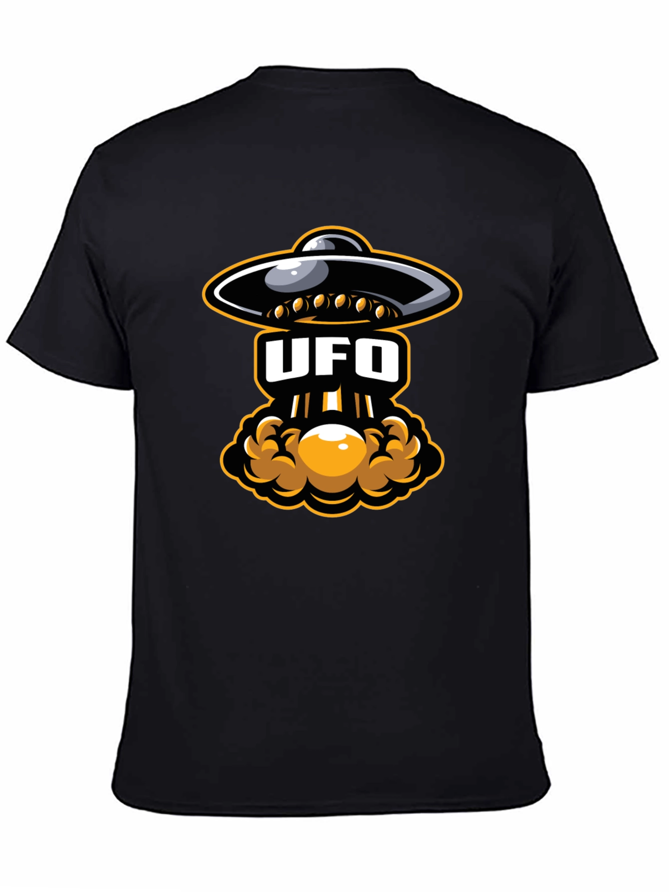 UFO Abduction Graphic T-Shirt - Black Cotton Tee