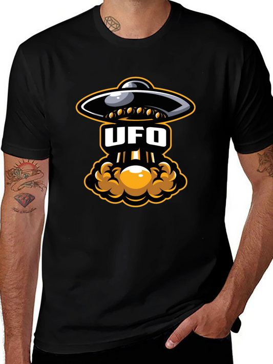 UFO Abduction Graphic T-Shirt - Black Cotton Tee