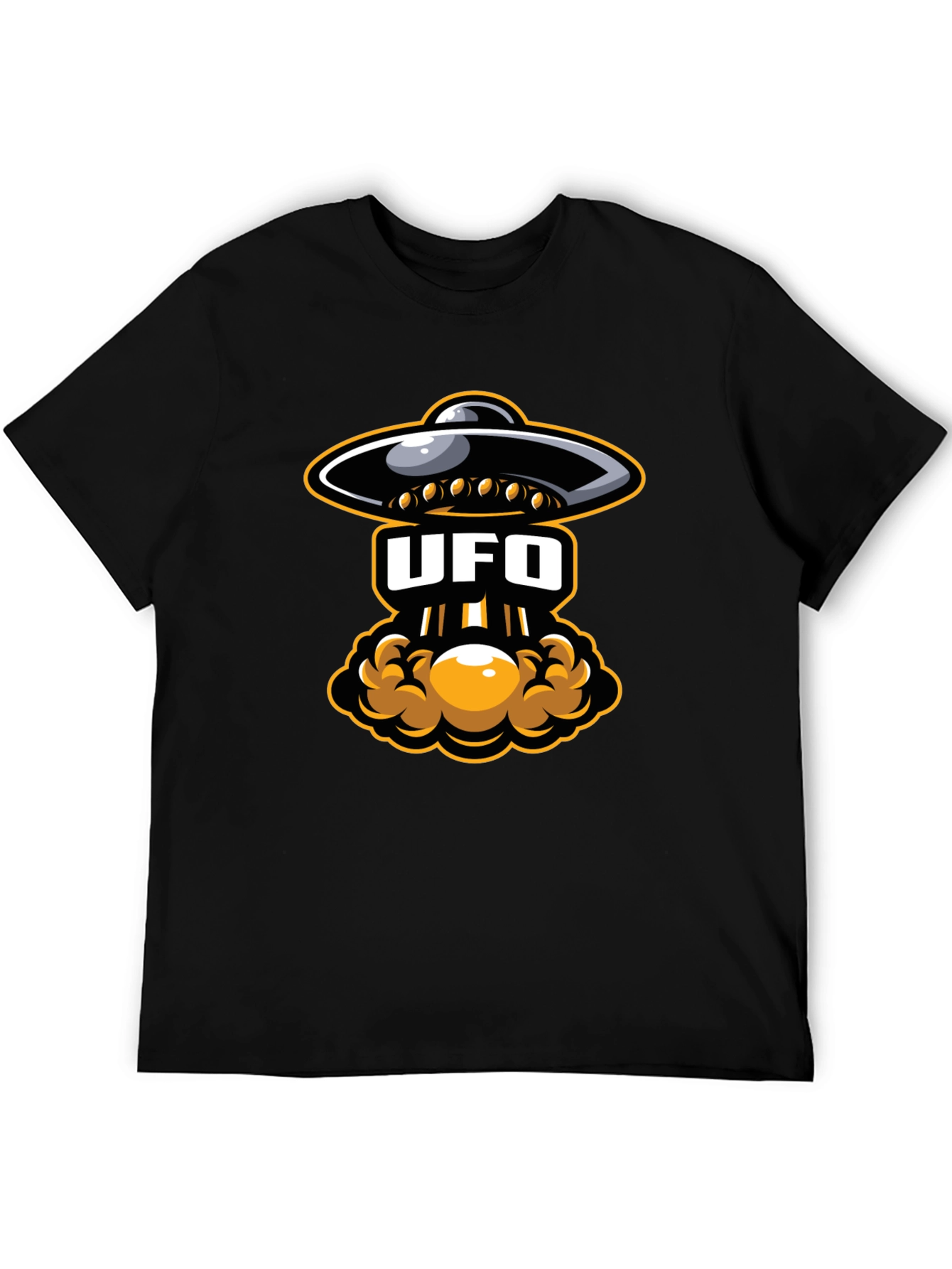 UFO Abduction Graphic T-Shirt - Black Cotton Tee