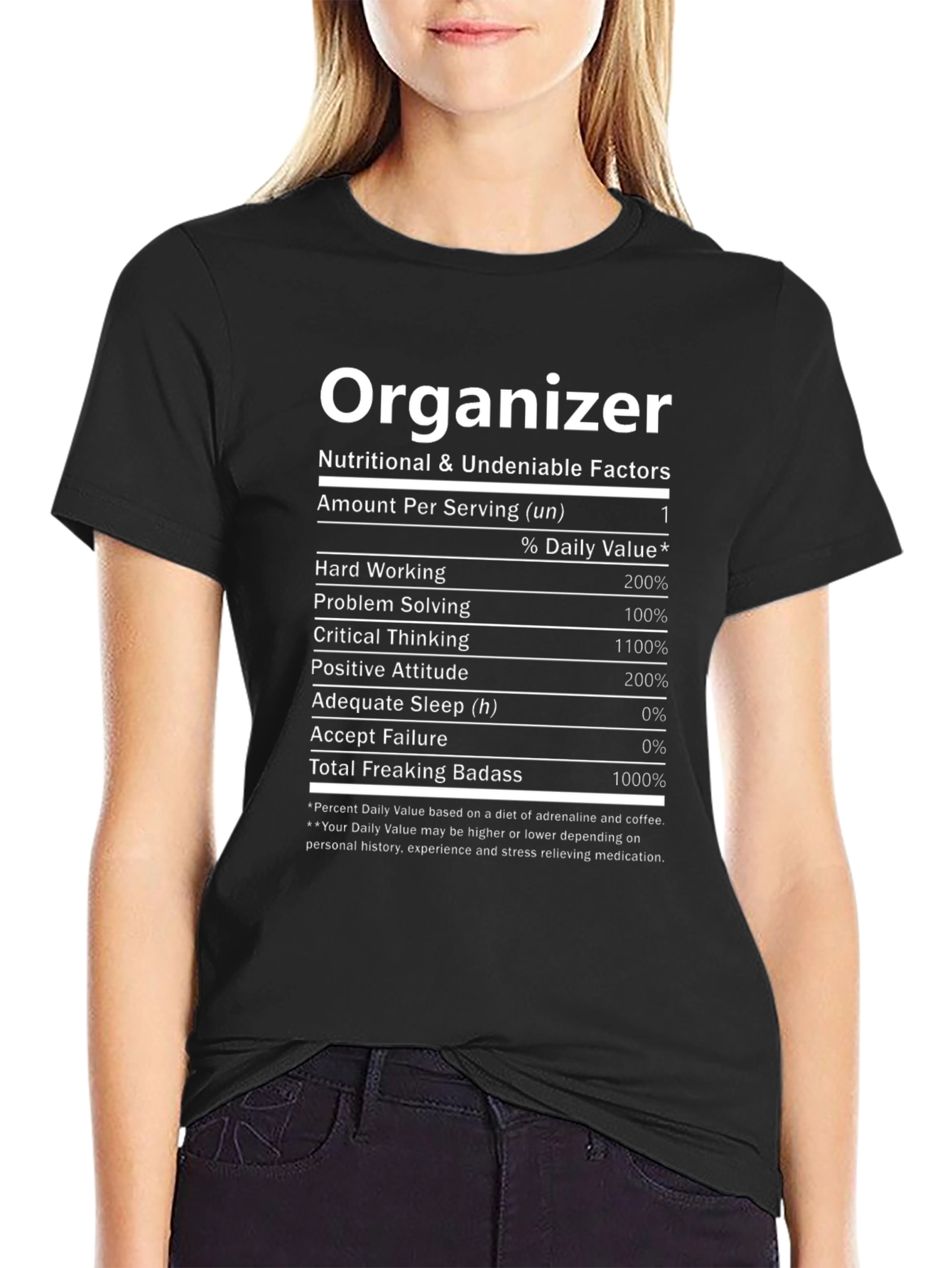 Organizer T-Shirt - Nutritional Facts Novelty Tee