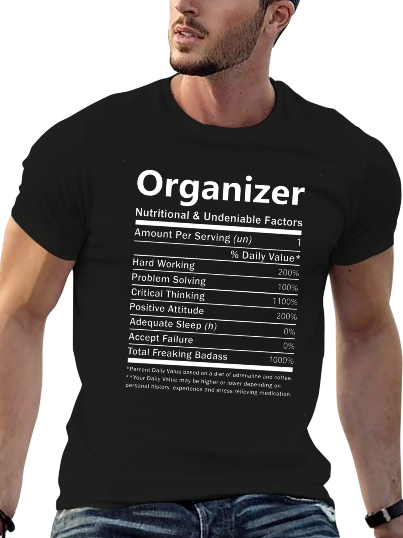Organizer T-Shirt - Nutritional Facts Novelty Tee