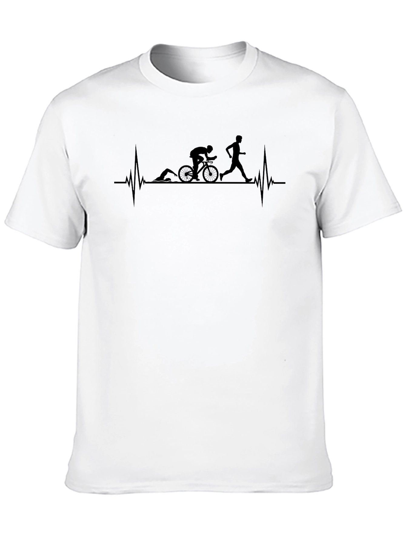 Triathlon Heartbeat T-Shirt - Swim Bike Run Tee