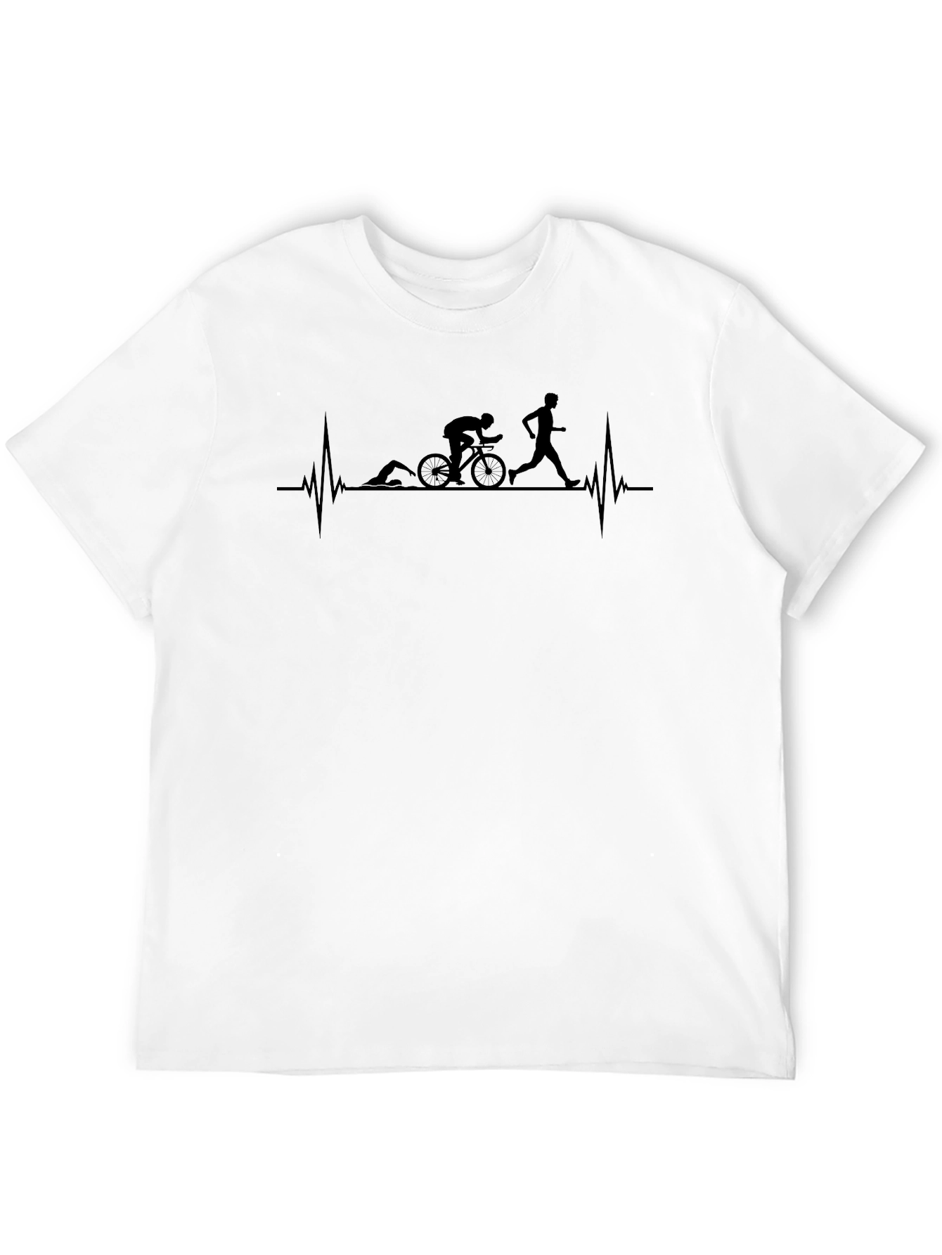 Triathlon Heartbeat T-Shirt - Swim Bike Run Tee