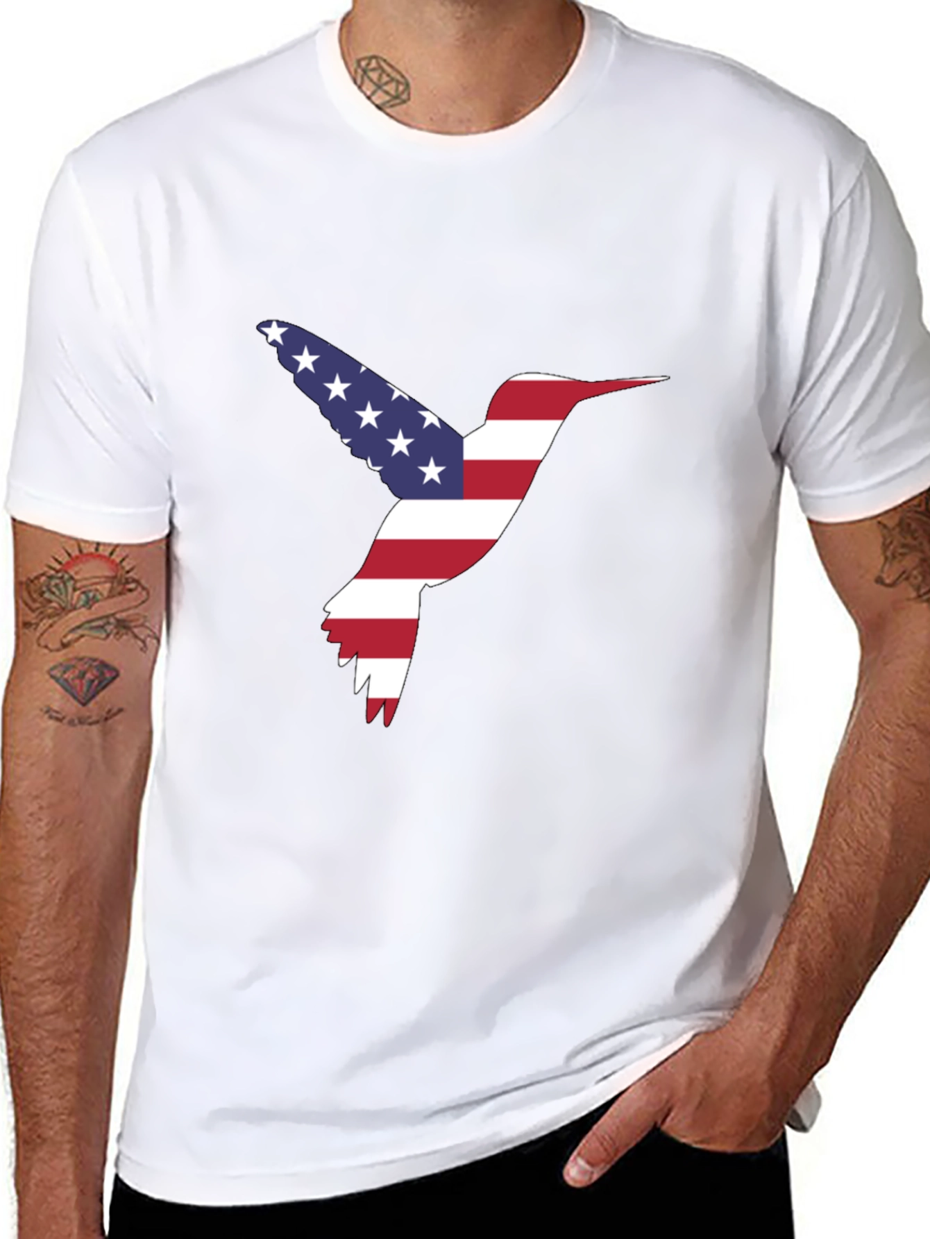 American Flag Hummingbird Graphic Tee