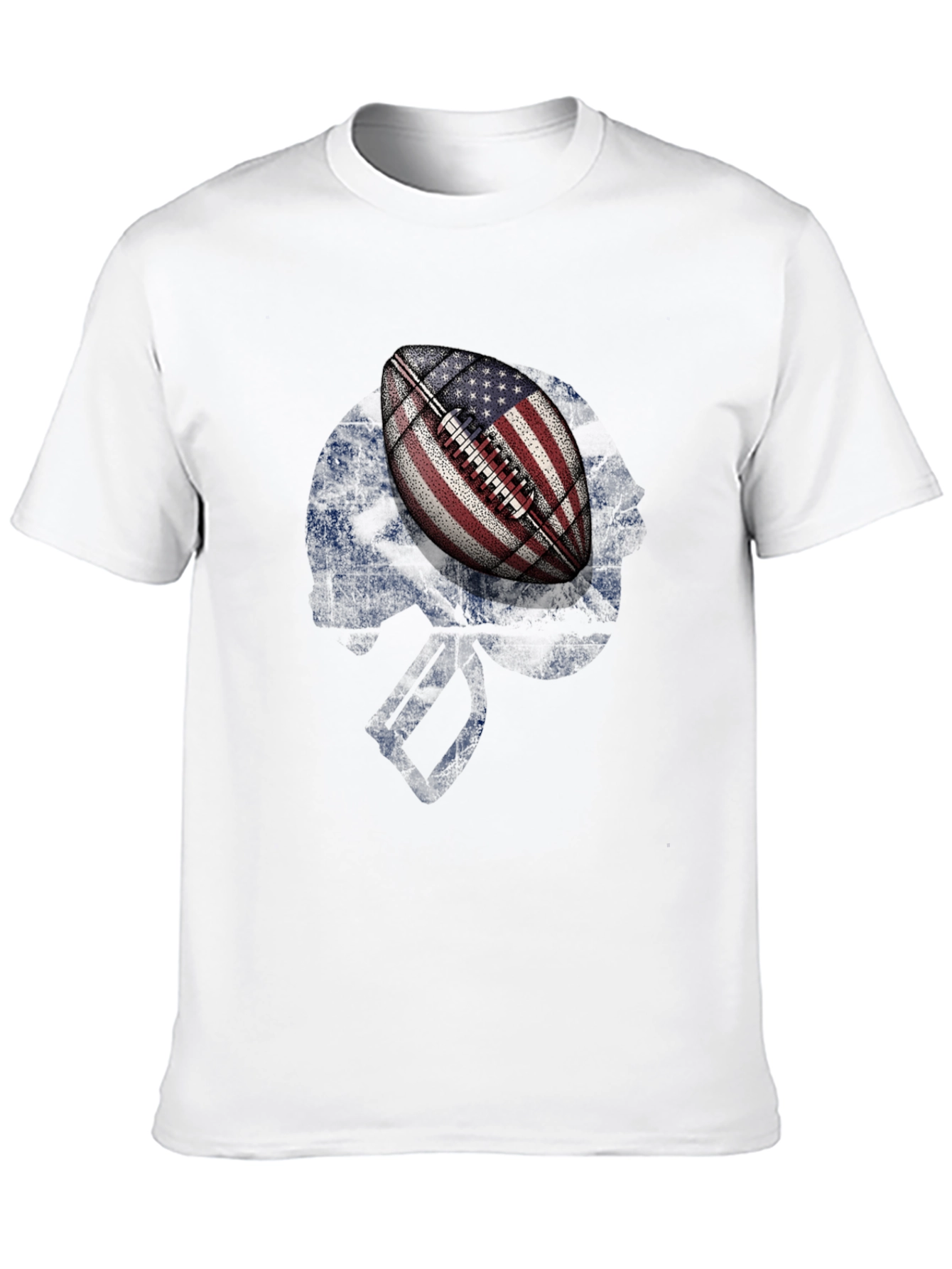 American Flag Football Skull Graphic T-Shirt