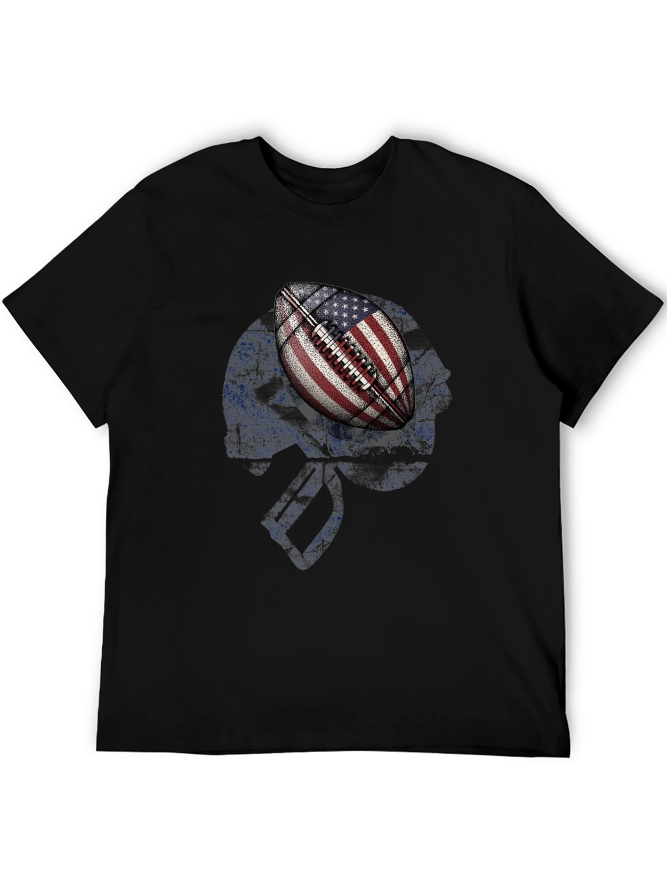 American Flag Football Skull Graphic T-Shirt