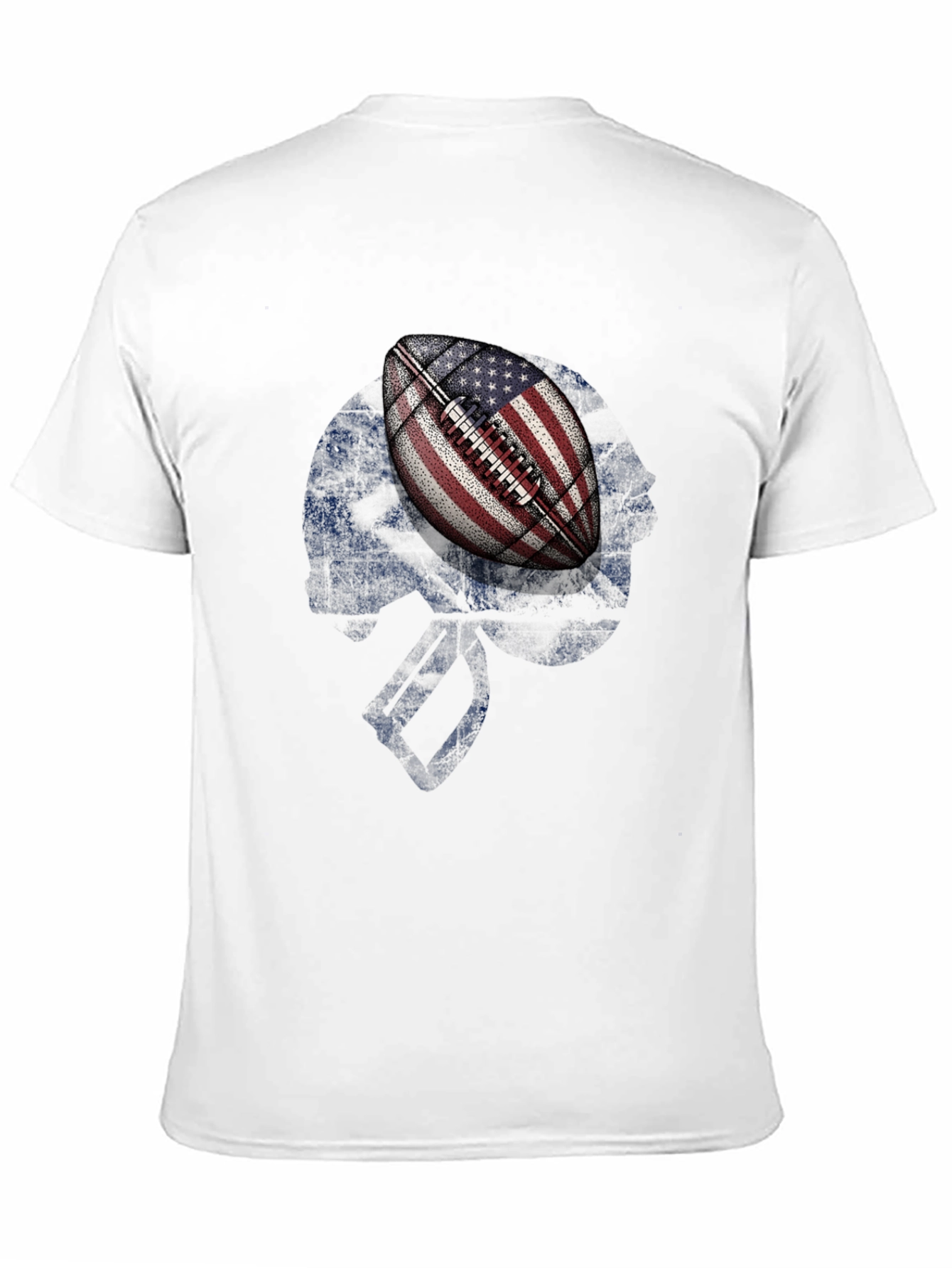 American Flag Football Skull Graphic T-Shirt