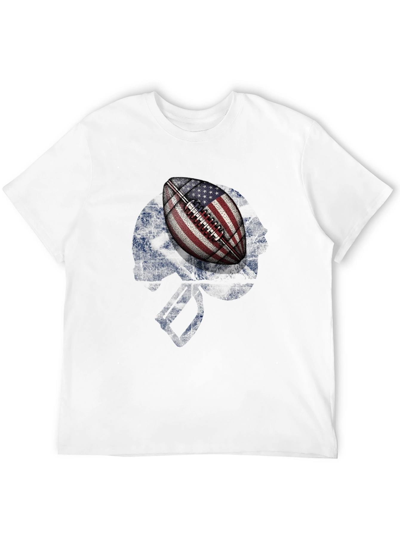 American Flag Football Skull Graphic T-Shirt